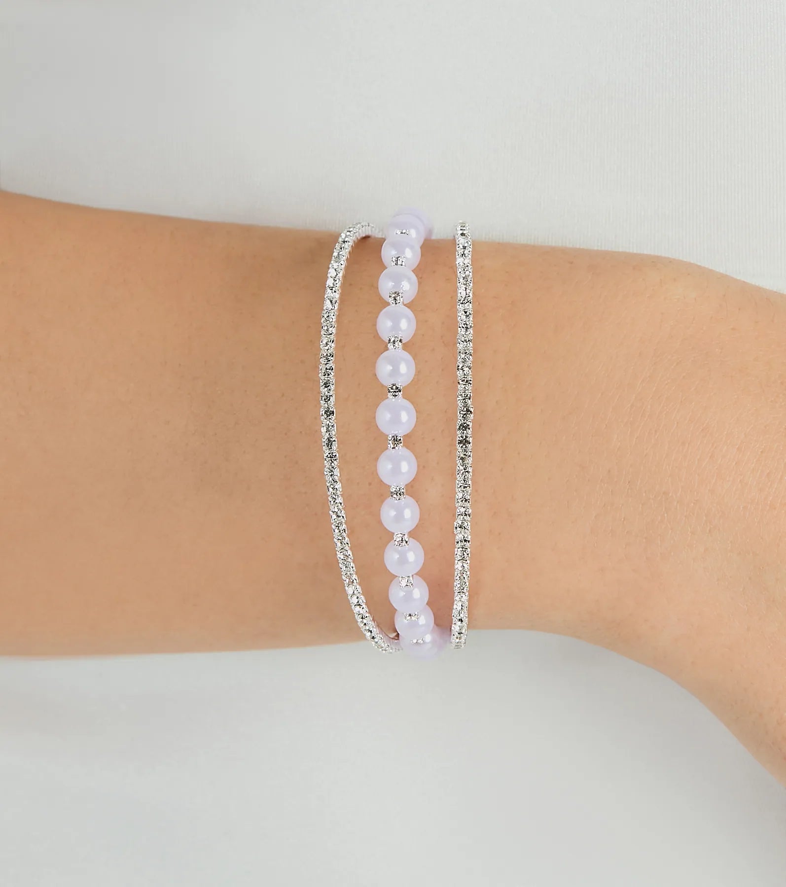 Forever Glamorous Rhinestone And Pearl Cuff Bracelet