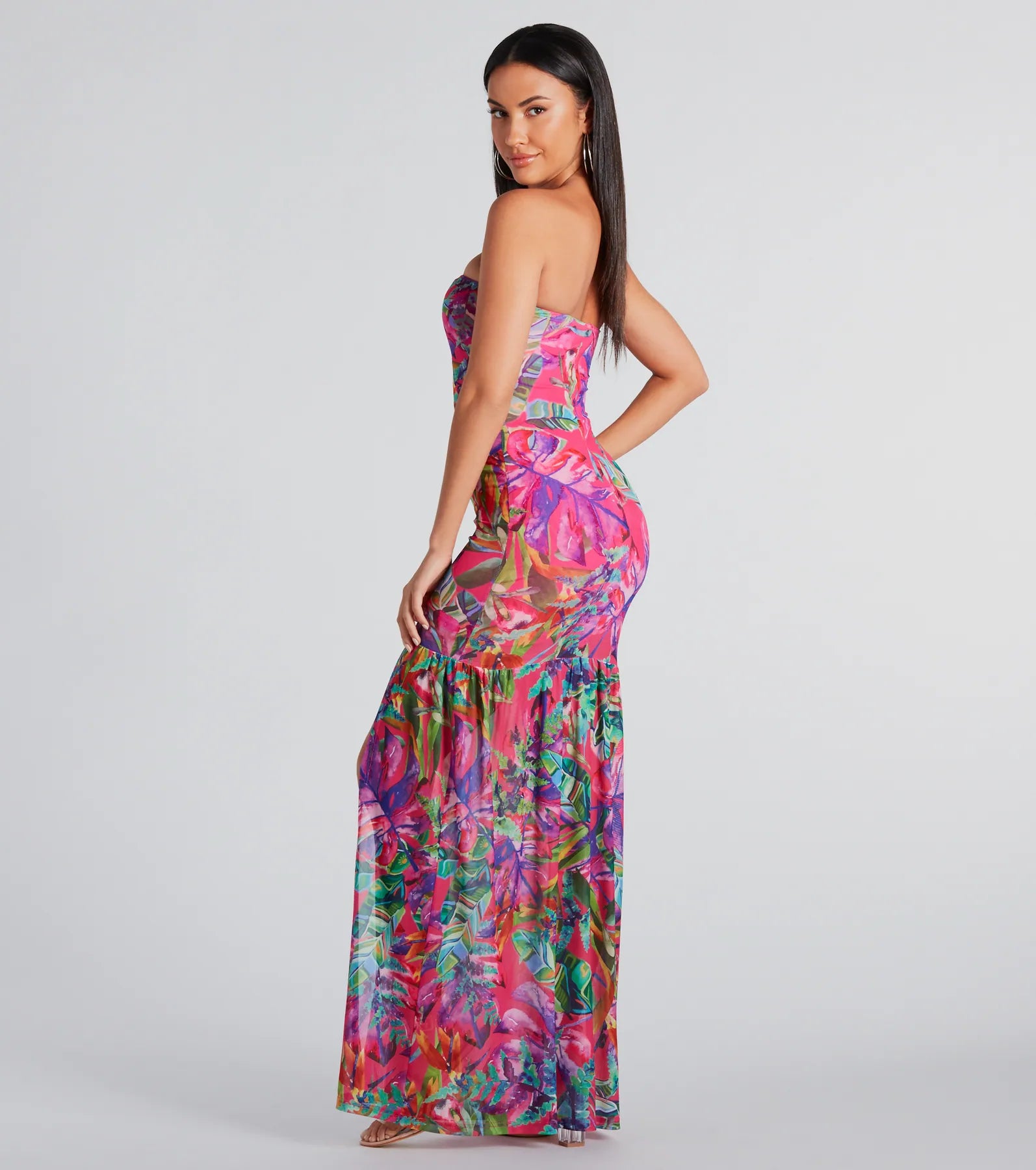 Stunning Destination Tropical Ruffle Maxi Dress