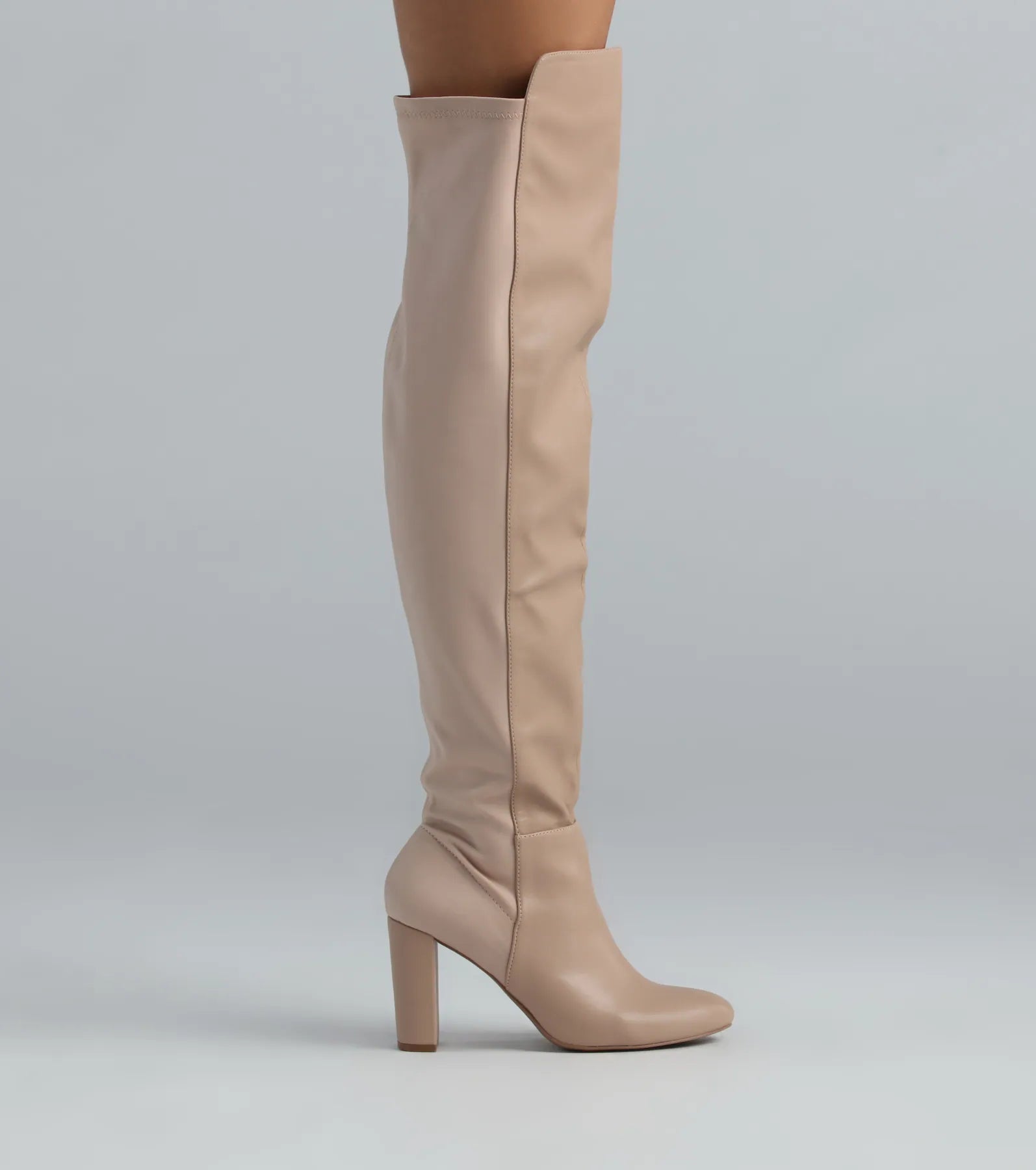 Trendy Two-Tone Faux Leather Over-The-Knee Boots