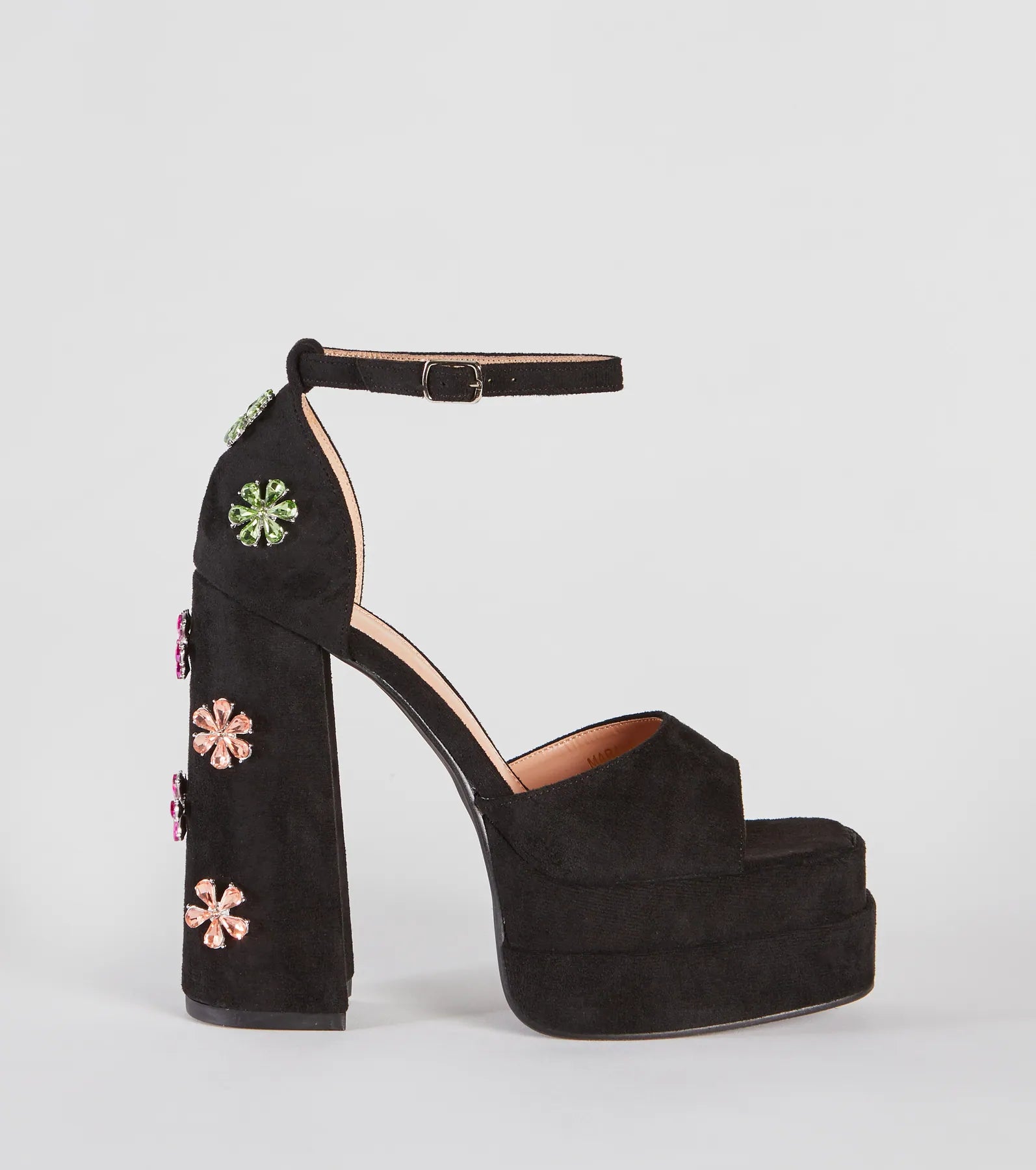 Vivid Color Gemstone Floral Platform Heels