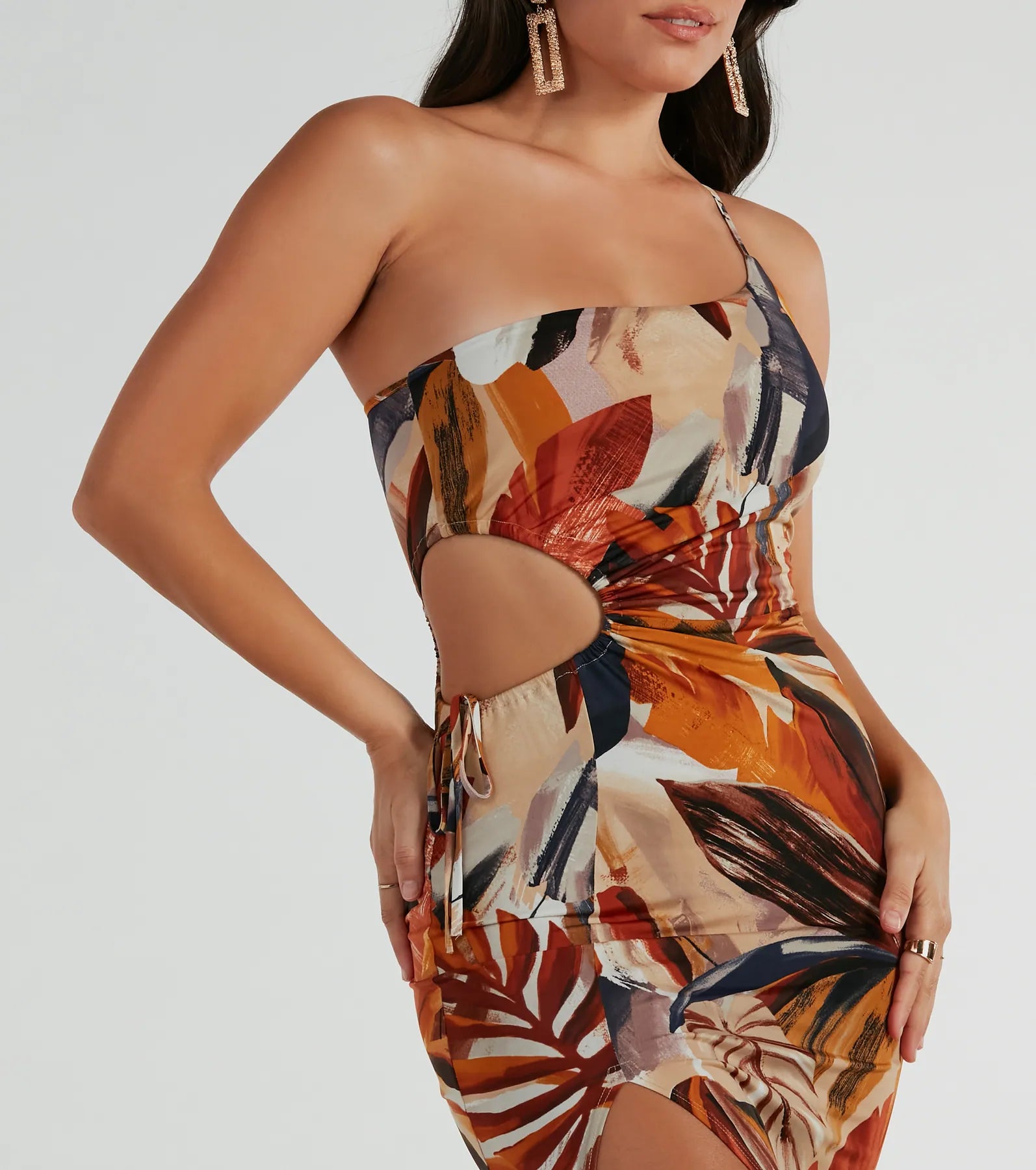 Pretty In Paradise One-Shoulder Tropical Maxi Dress