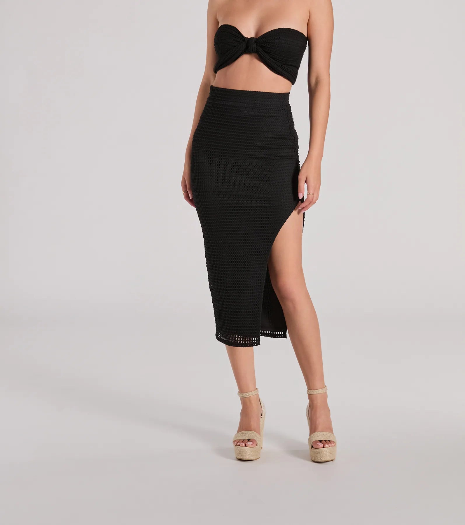 Stylish Catch High Rise Slit Midi Skirt