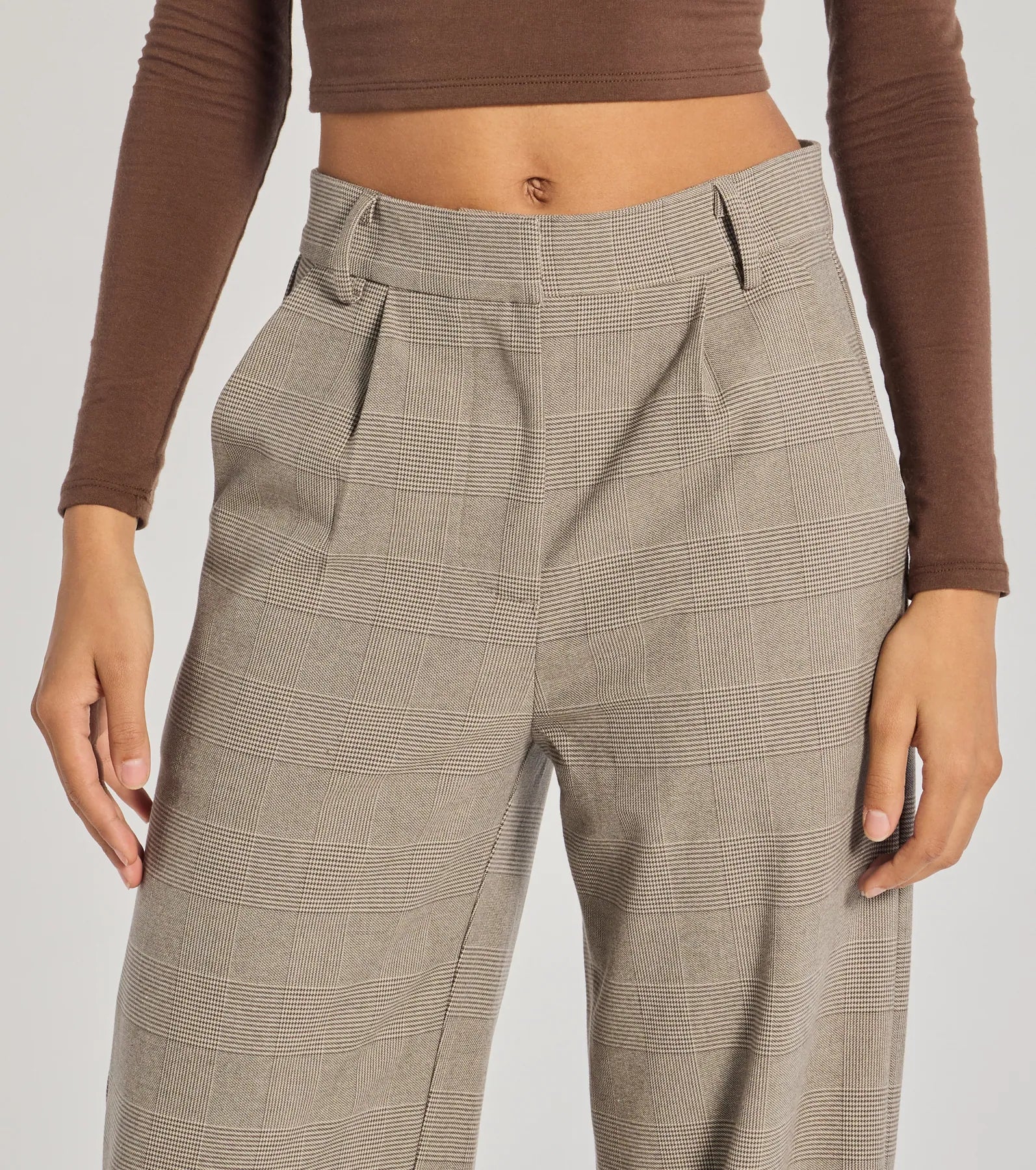 90s Trend Straight Leg Plaid Trouser Pants