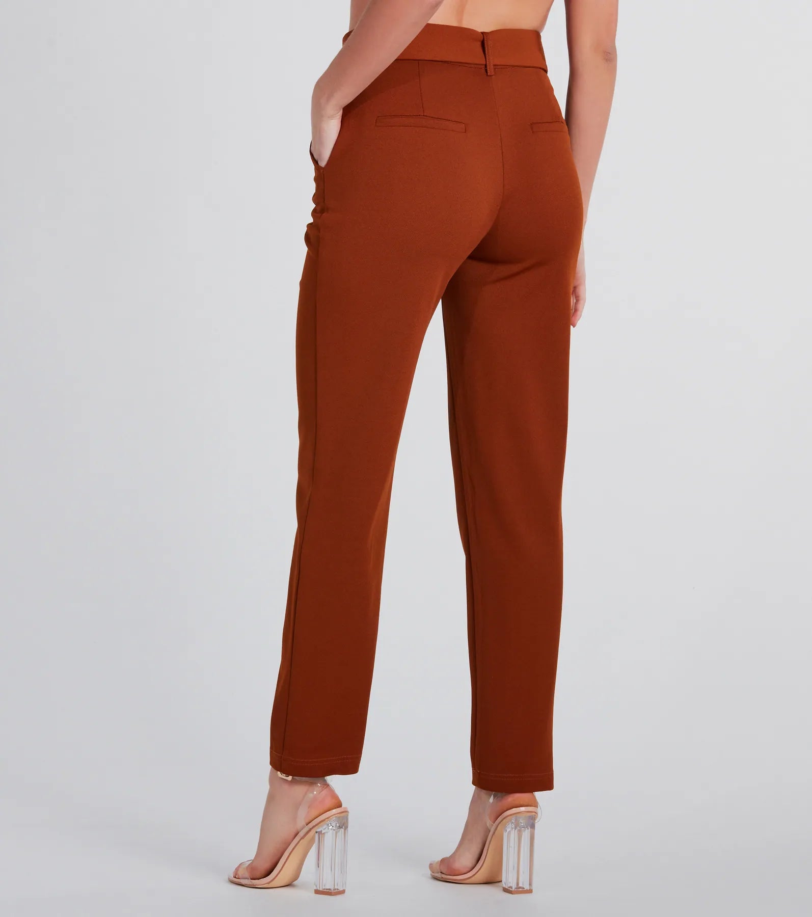 Classic Style High-Rise Crepe Trouser Pants