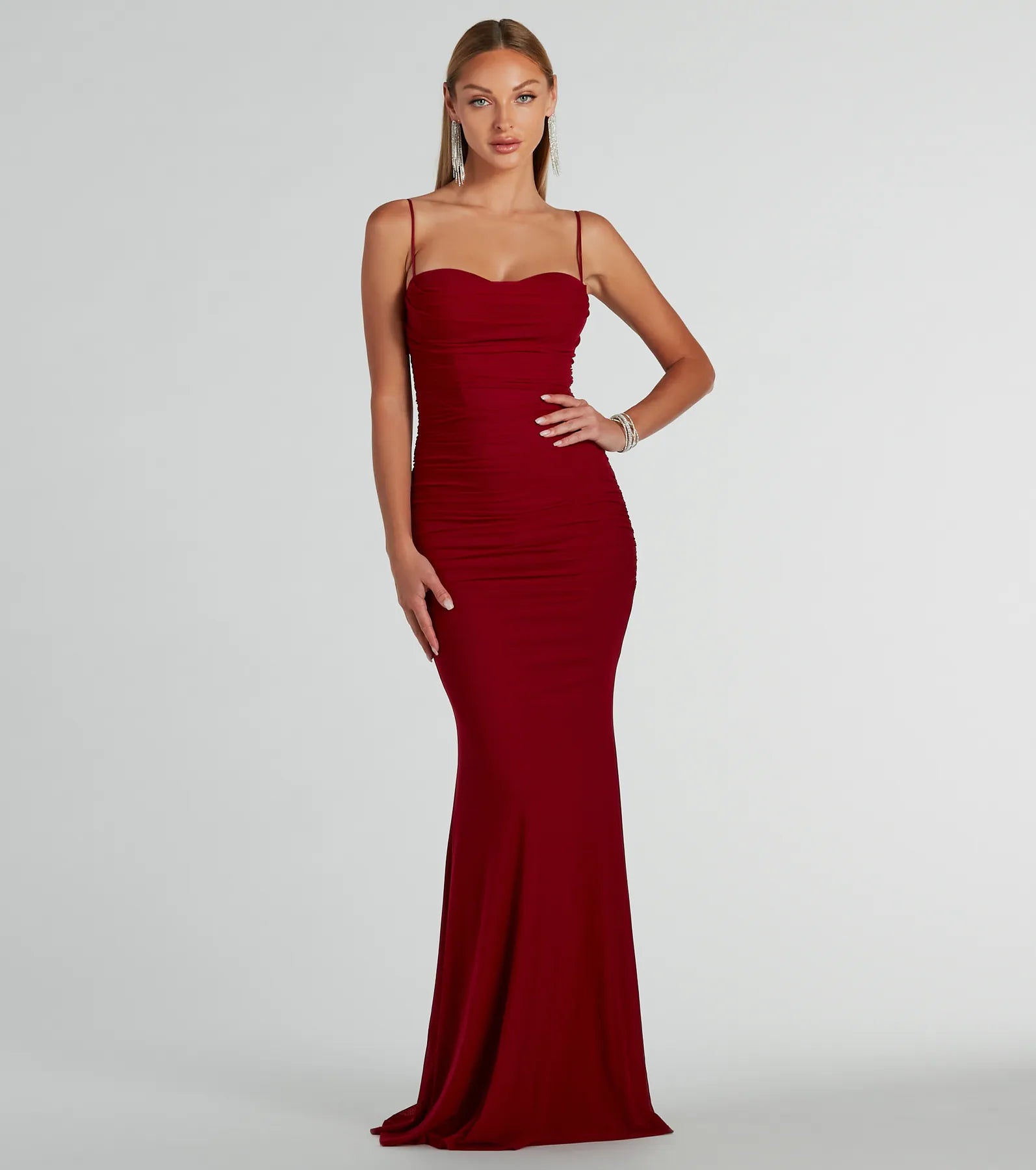 Kaitlyn Cowl Neck Mermaid Mesh Formal Dress