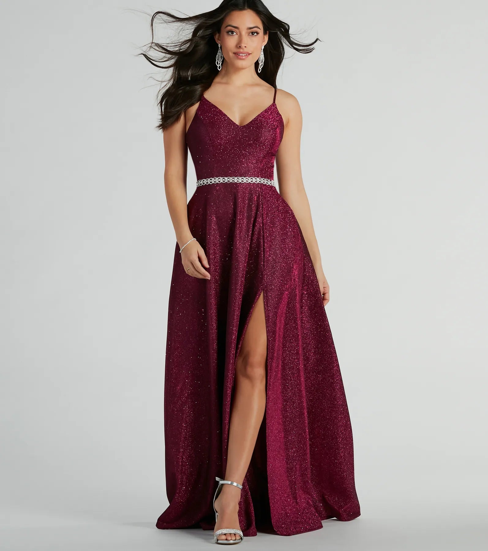 CLEARANCE - Tanya Formal Glitter A-Line Long Dress