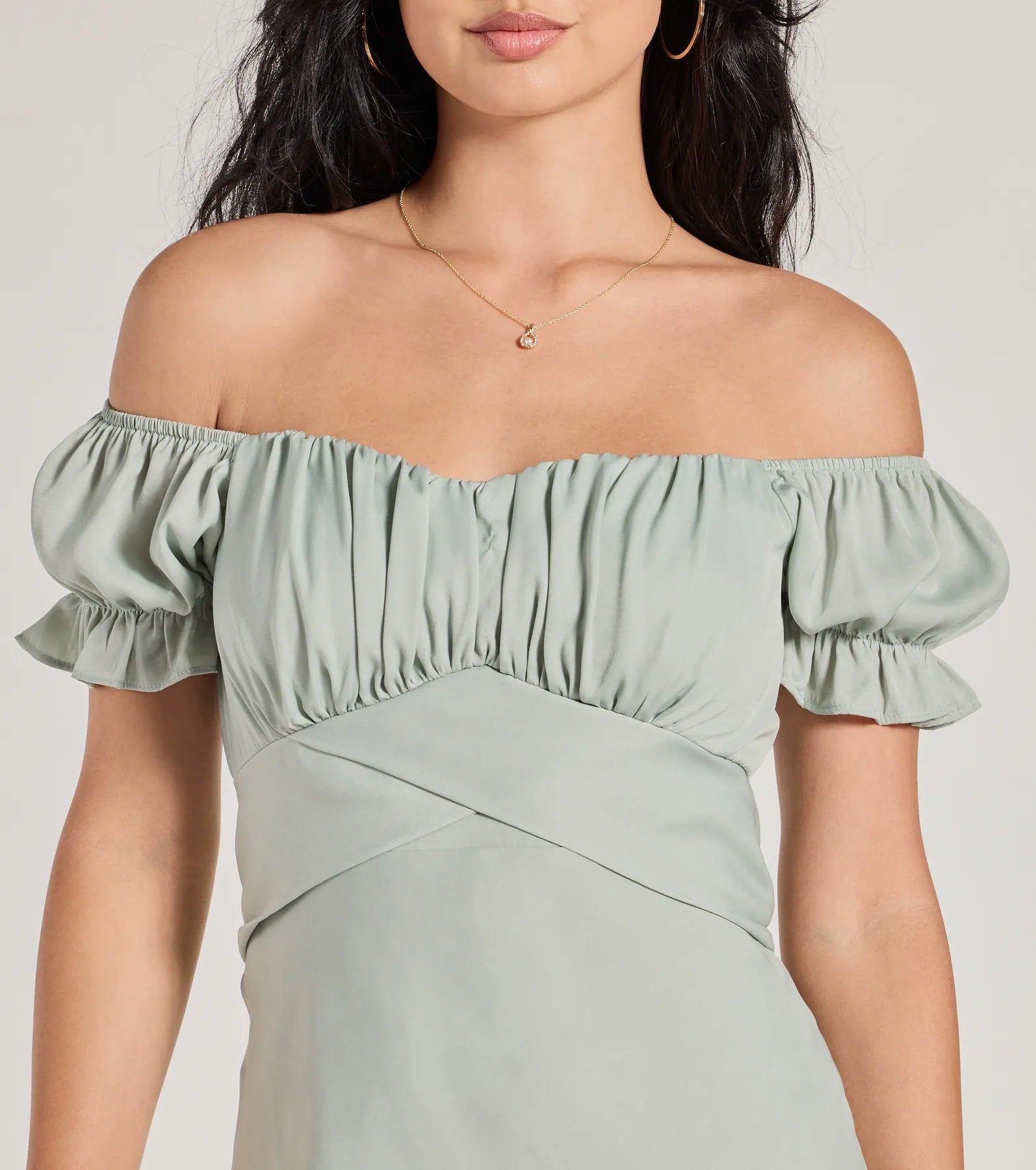 Sure To Adore Puff Sleeve A-Line Midi Dress