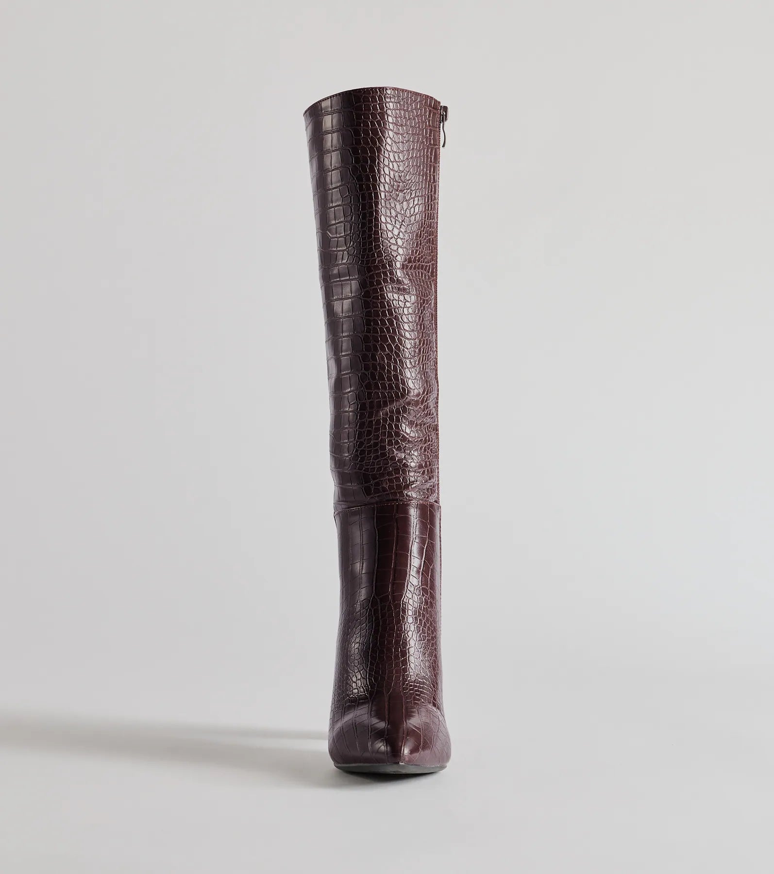 Chic Moment Faux Leather Croc-Embossed Under the Knee Boots