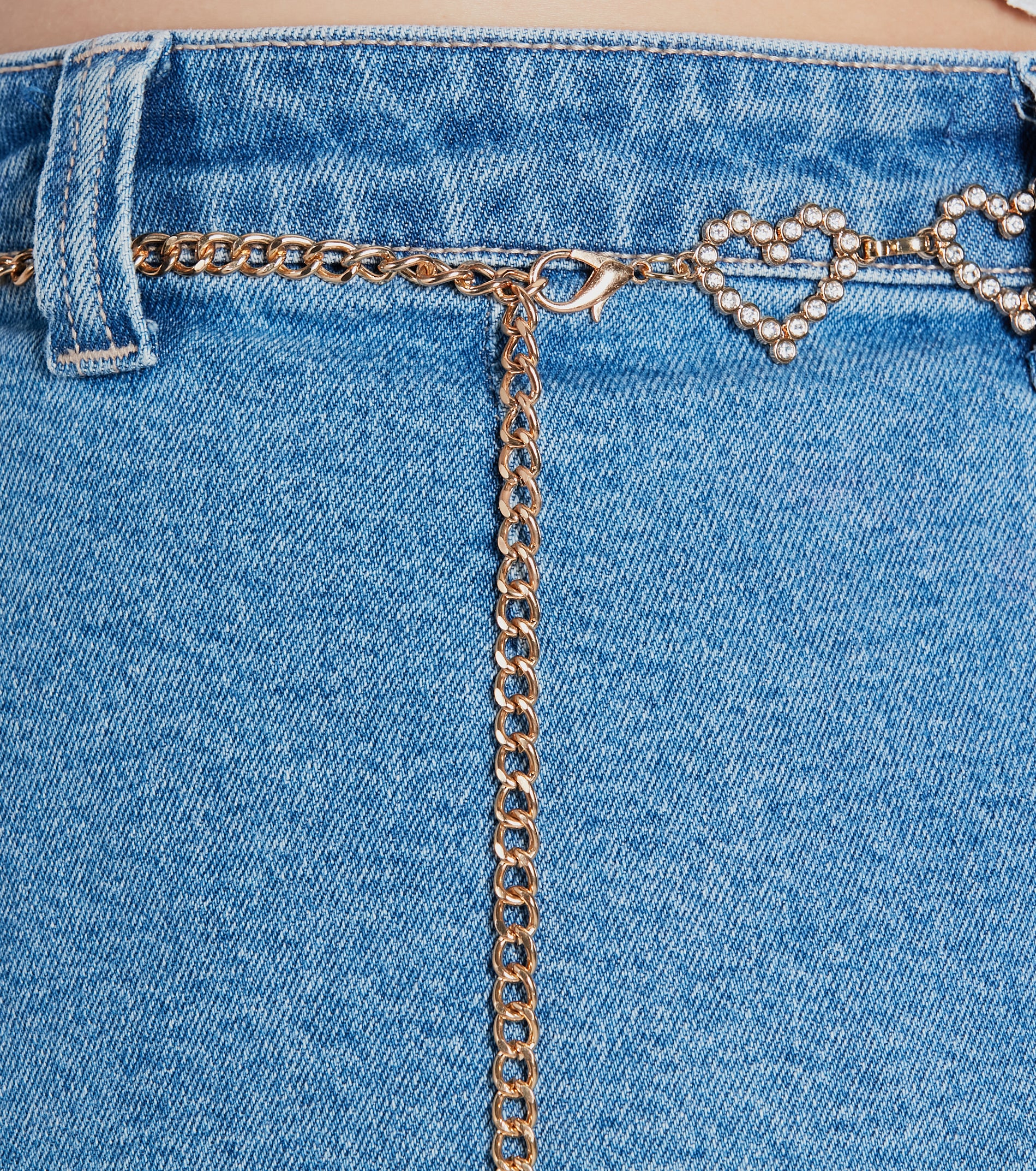 Adorable Glam Rhinestone Heart Chain Belt