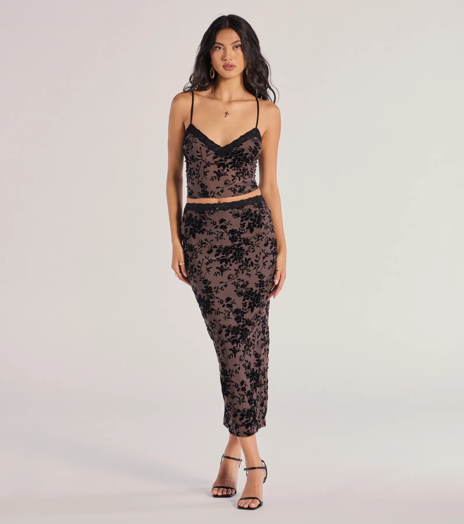 Luxe Touch Flocked Velvet Crop Top