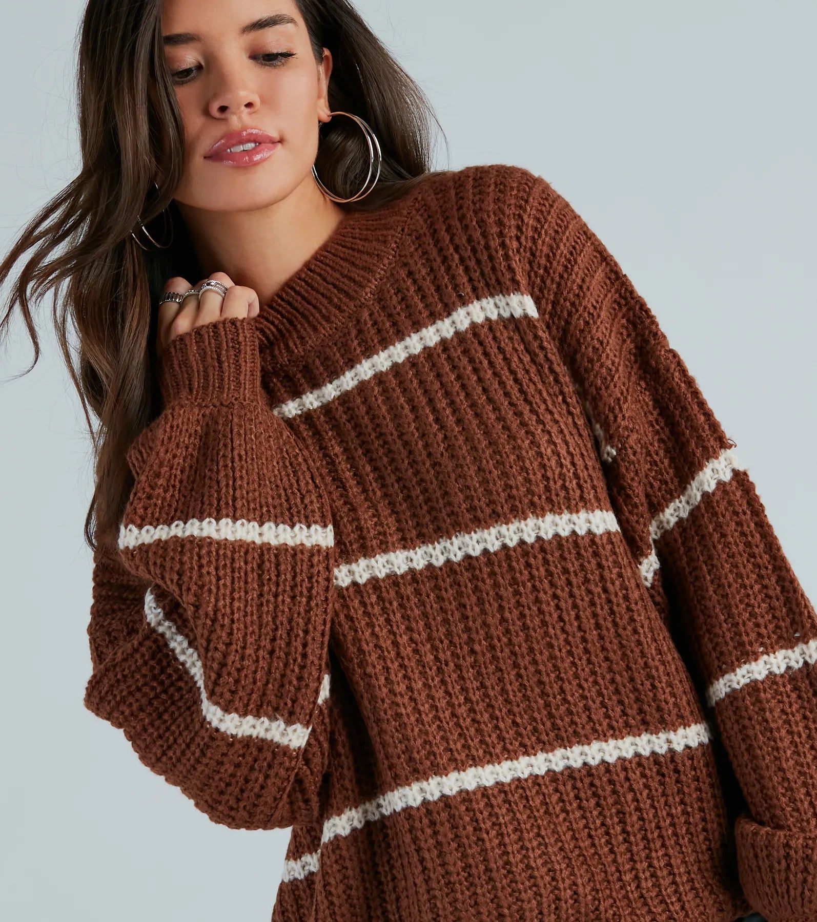 Confident Cutie Striped Oversized Sweater