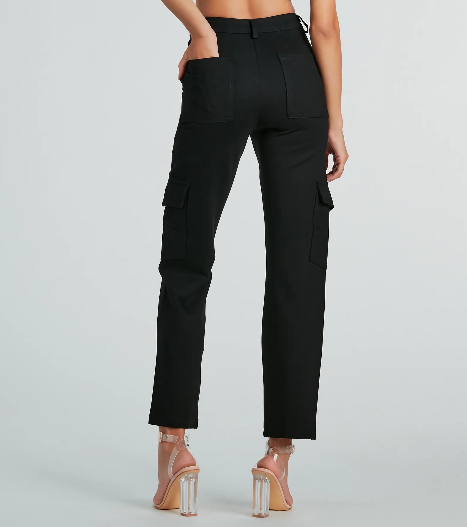 Looking Casual And Chic Ponte Knit Cargo Pants