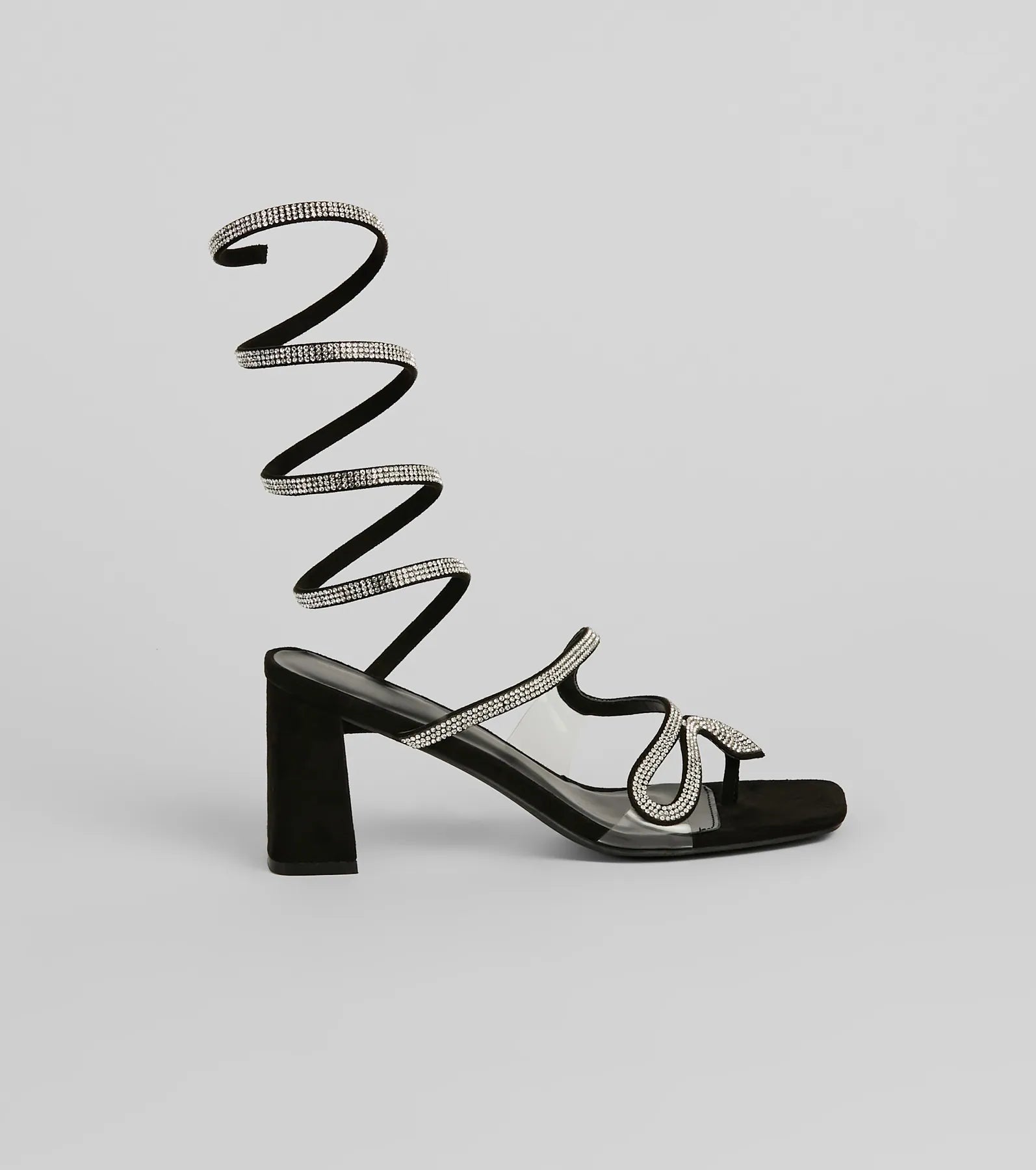 Slay The Scene Snake Strap Block Heels