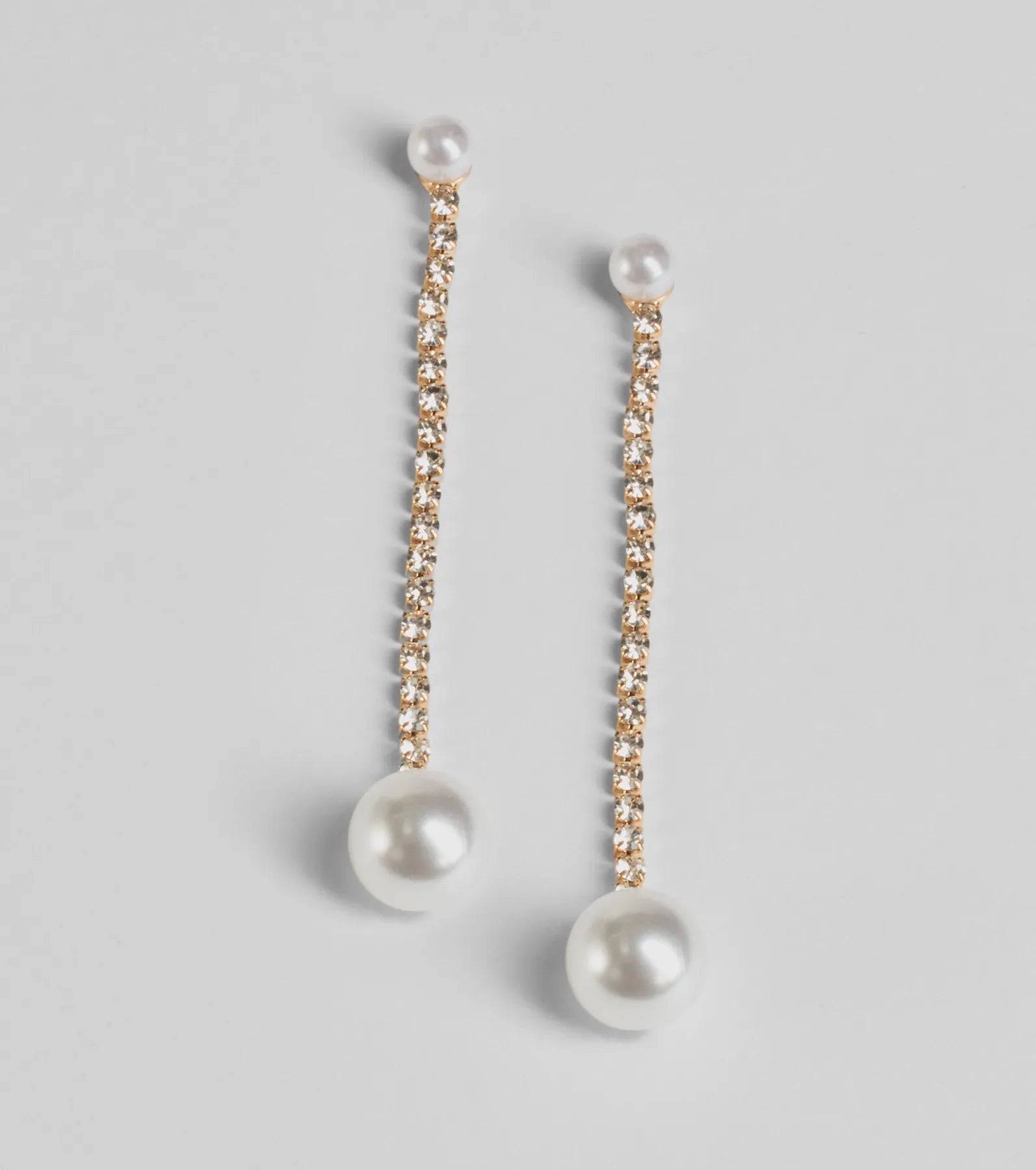 Simply Elegant Pearl And Rhinestone Drop Earrings