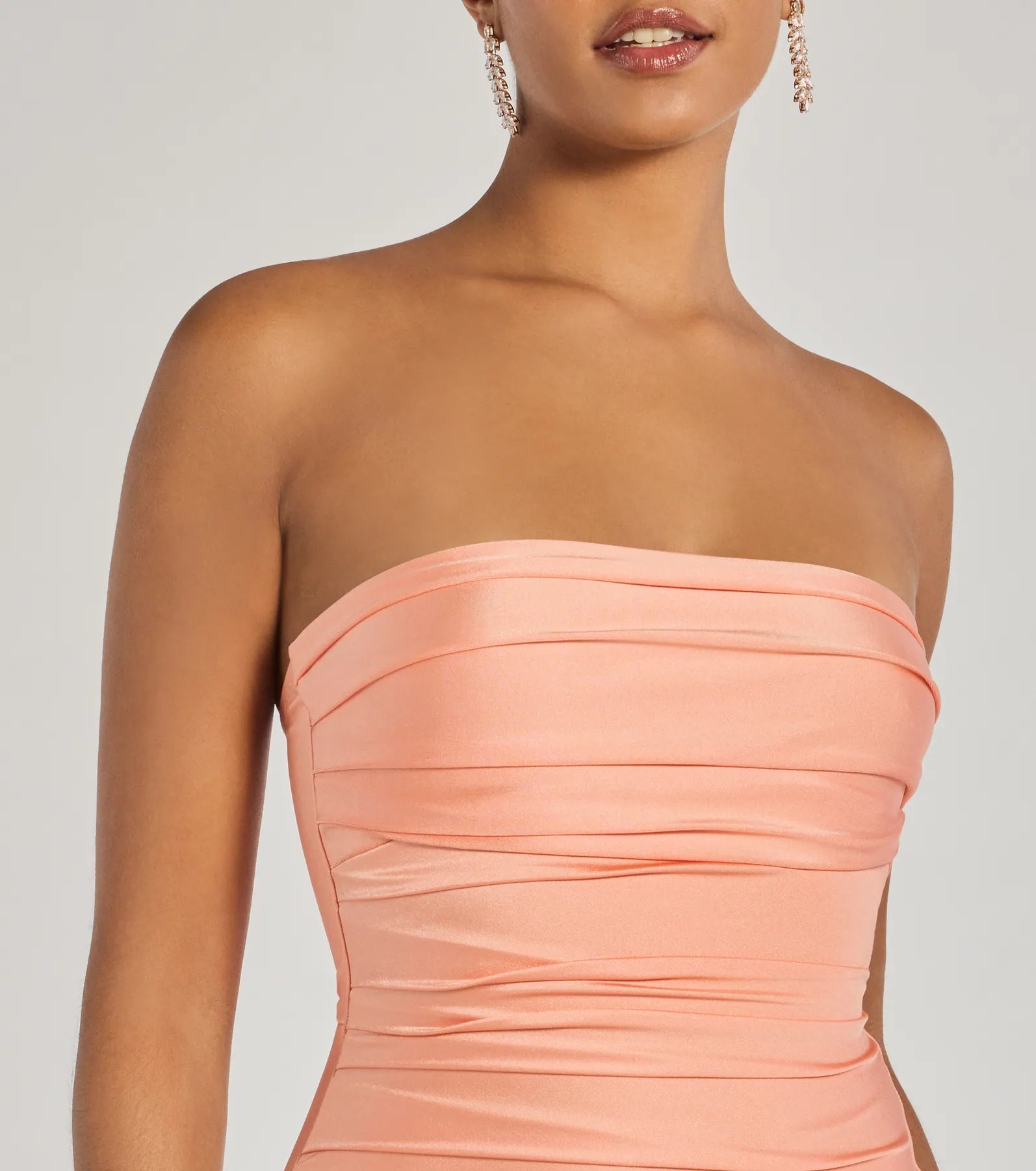 Anisley Strapless High Slit Slim Formal Dress