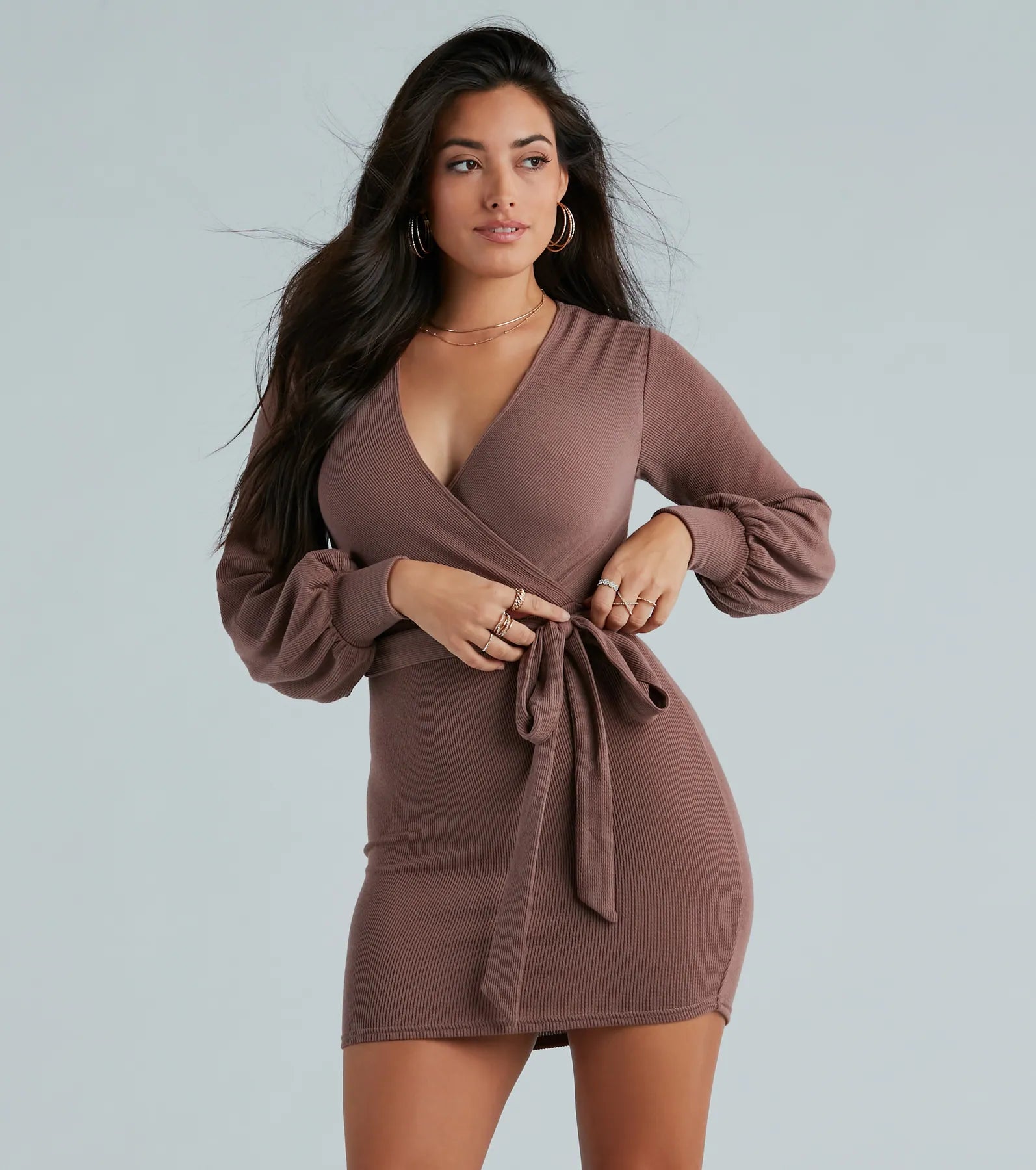 Stroll Along Surplice Tie Waist Mini Dress