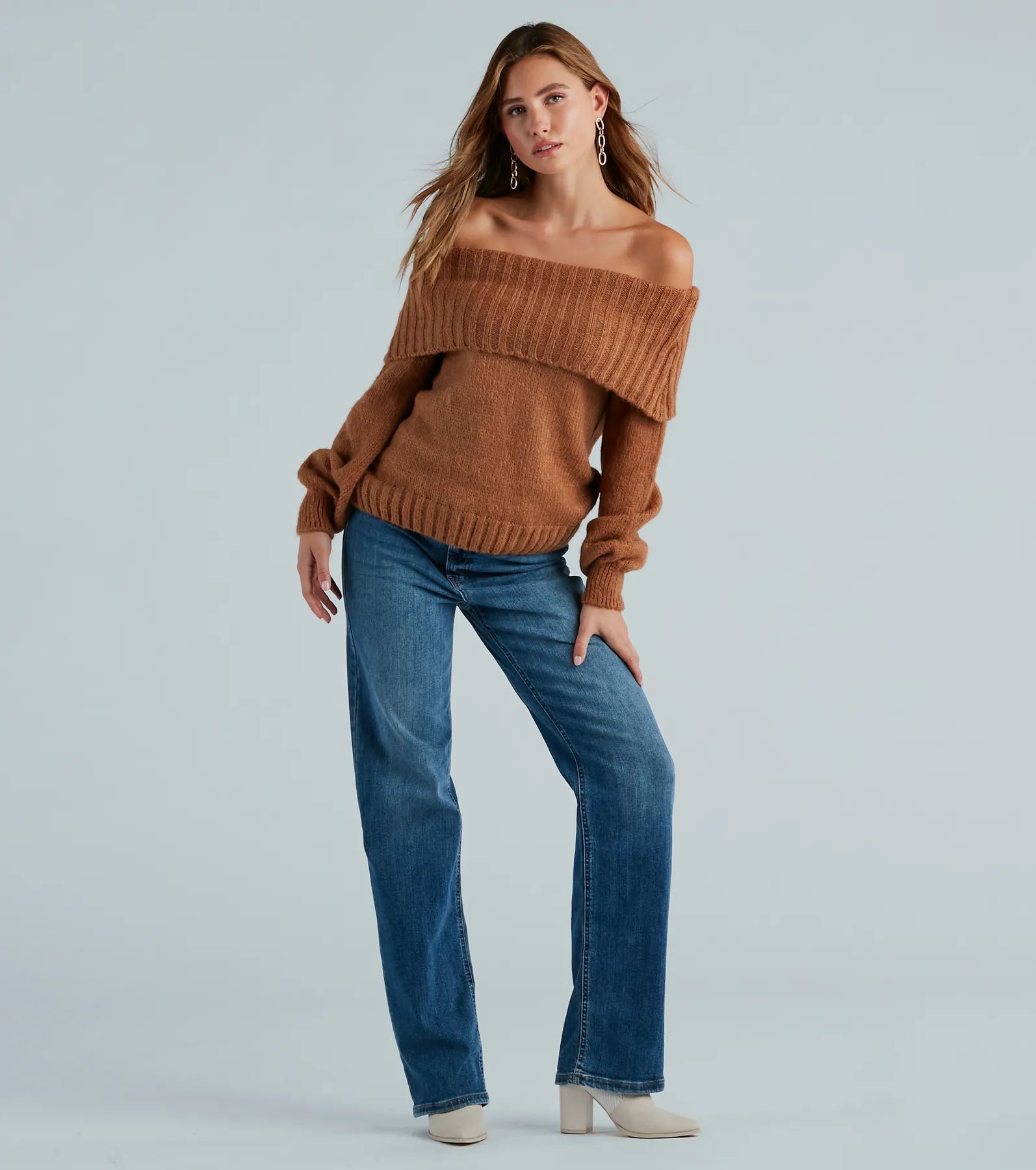 Flirty And Cool Off-The-Shoulder Sweater Top