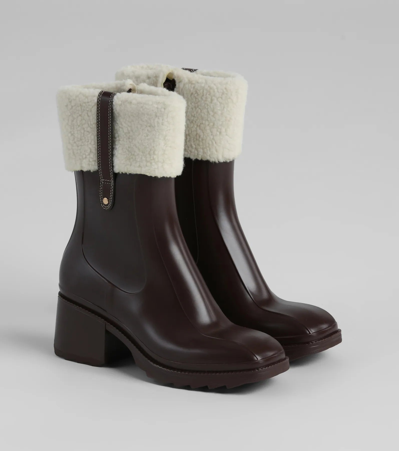 Chic Snow Bunny Faux Sherpa Rain Boots