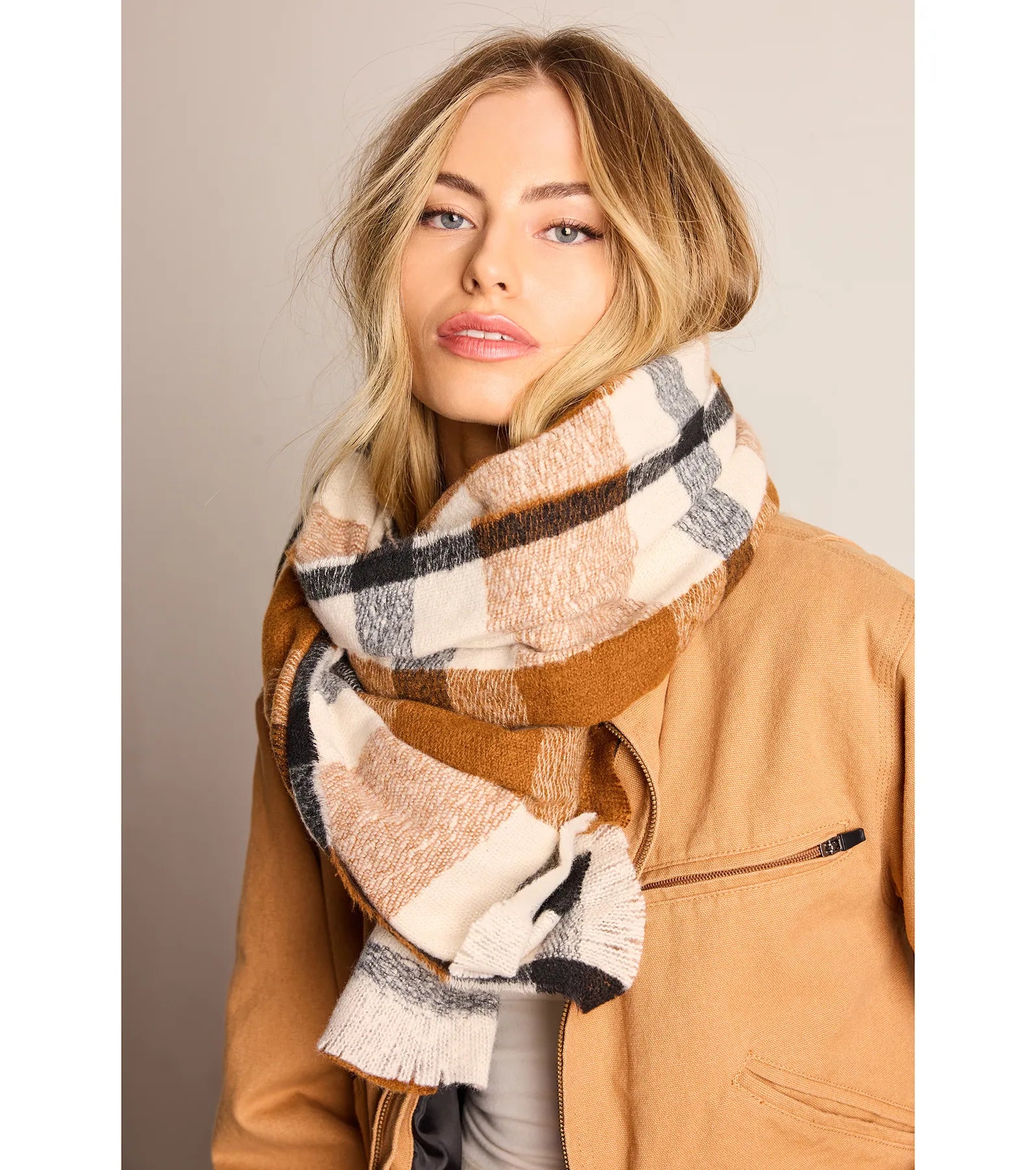 Softest Style Plaid Frayed Scarf