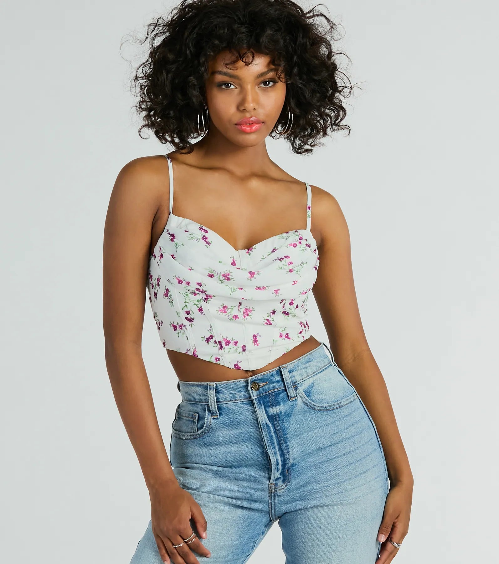 Perfect Harmony Cowl Neck Floral Crop Top