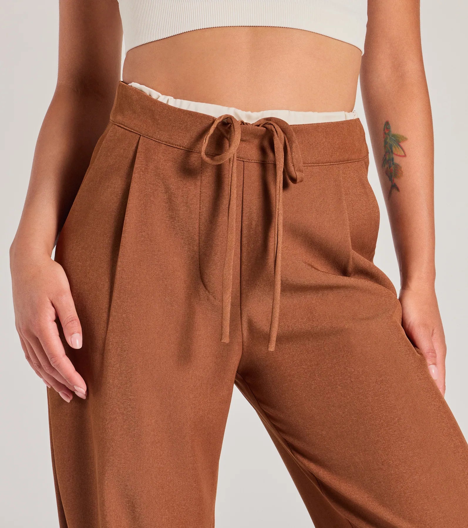 Trendy Muse Contrast Waist Trouser Pants