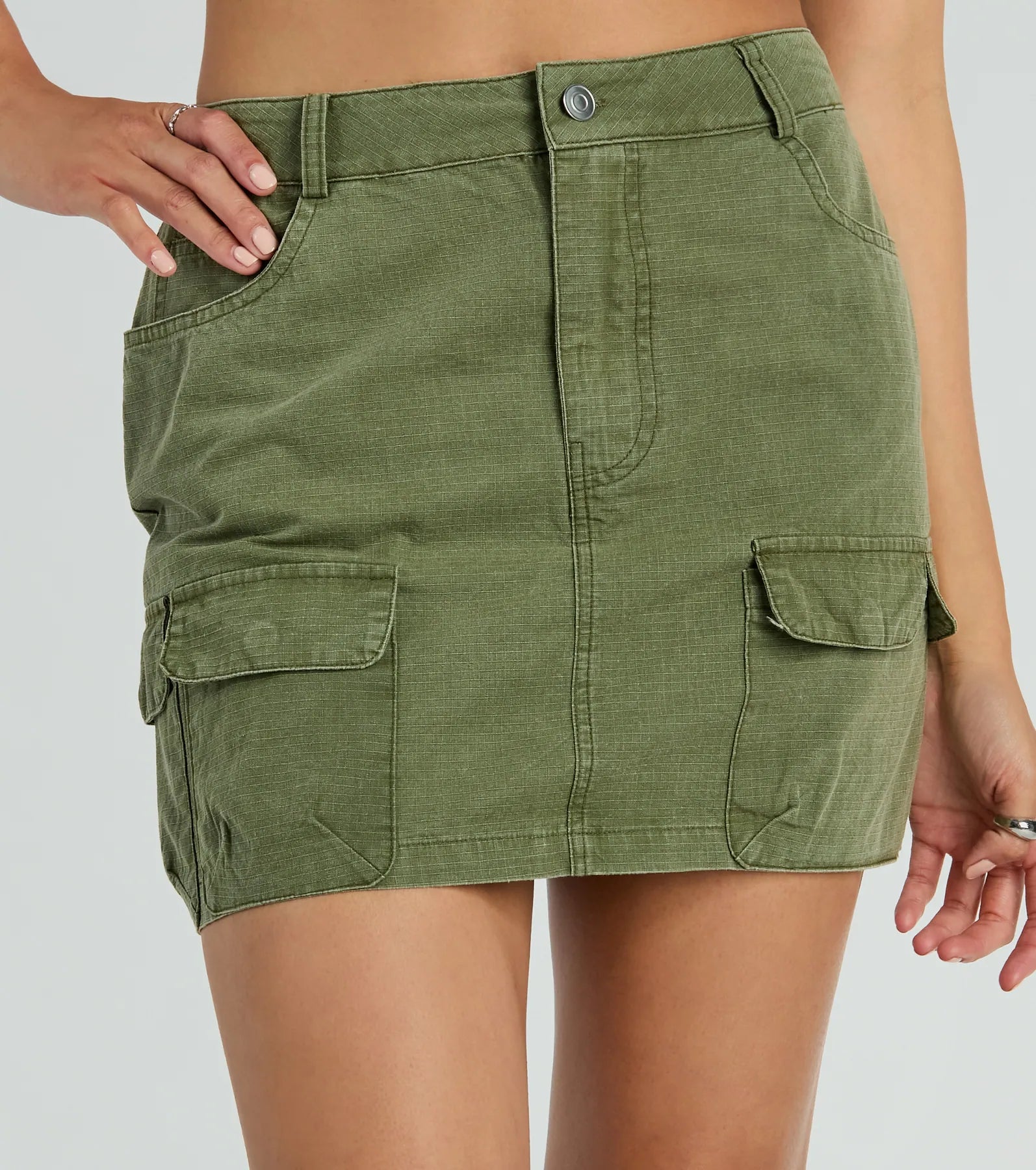 Attention Please High-Rise Cargo Mini Skirt