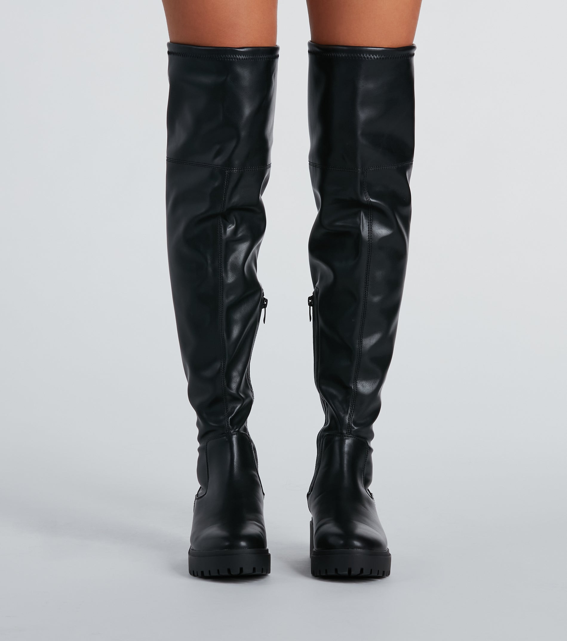 Stomp It Up Thigh-High Lug Boots