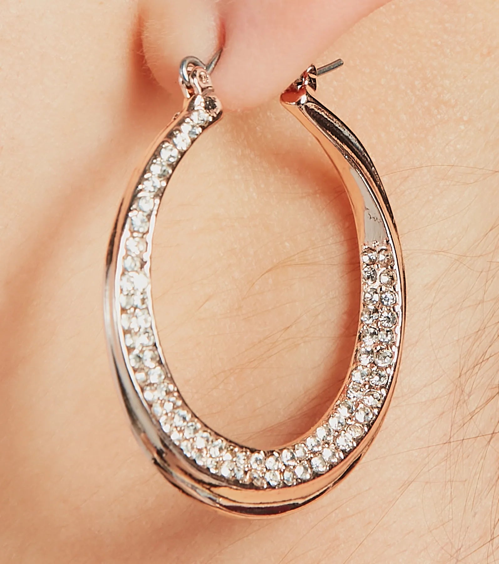 Luxe Obsession Rhinestone Trim Hoop Earrings