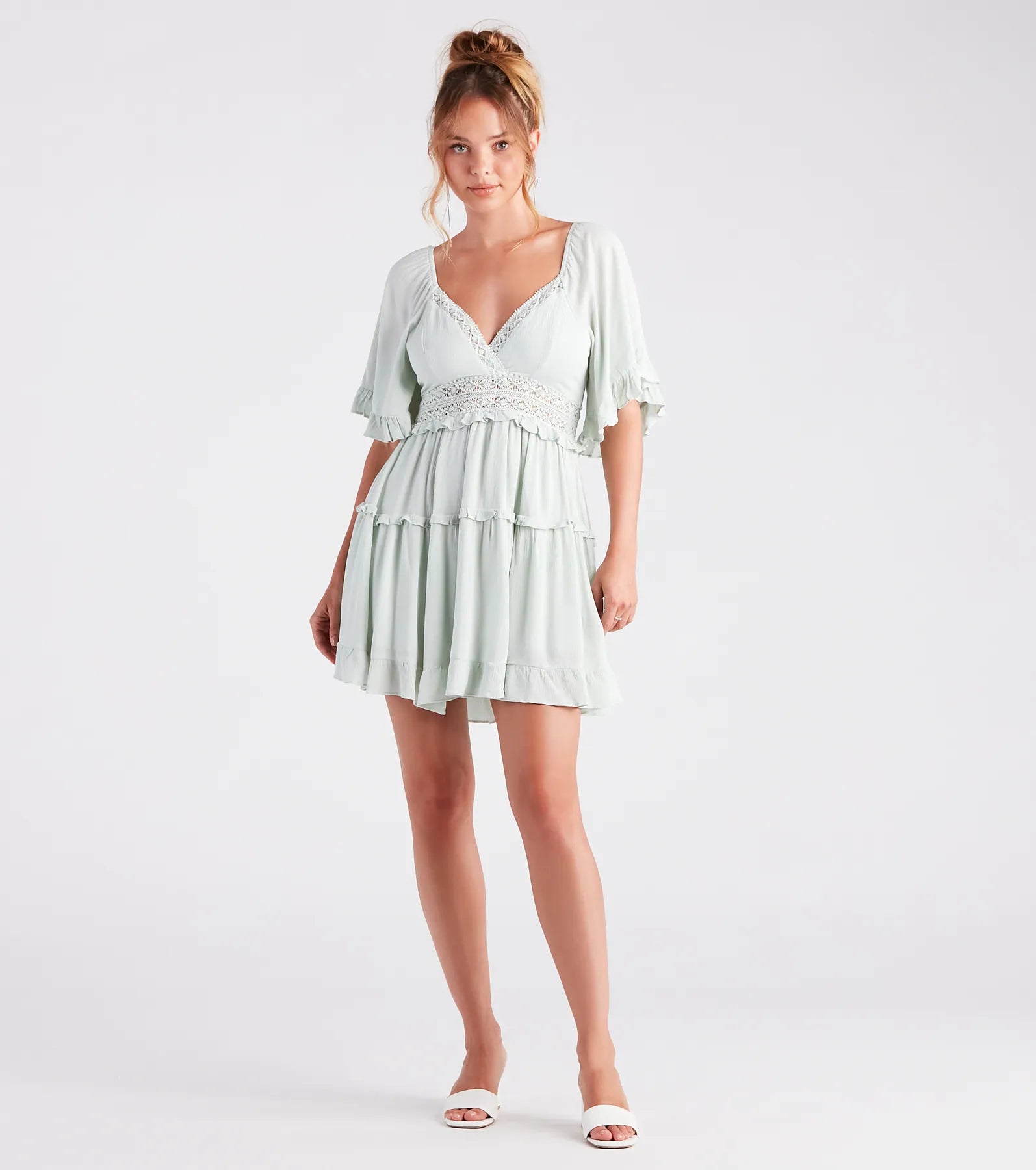 Stylish Sway Ruffled Tiered Short Dress