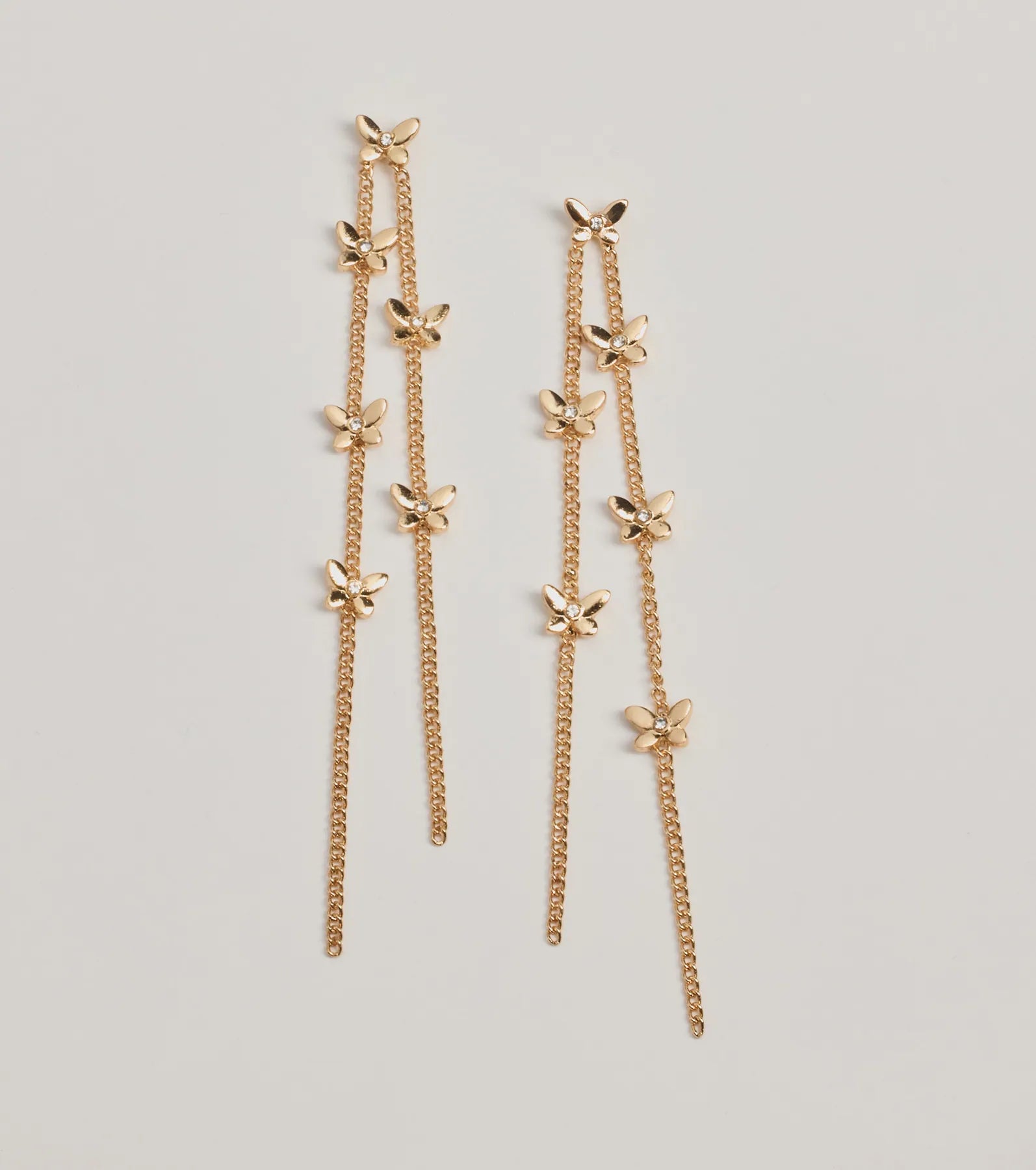 Butterfly Charm Linear Earrings