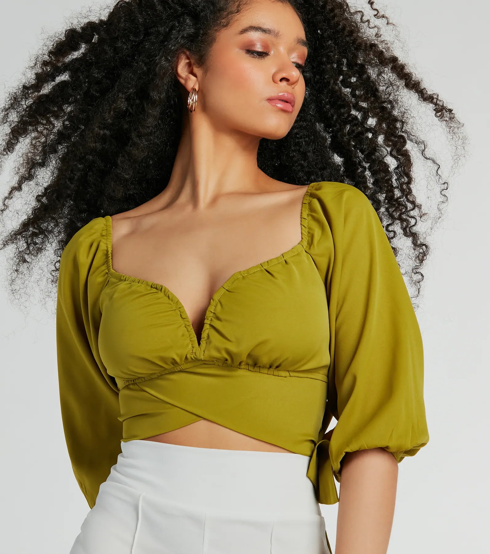 Love So Sweet Off-The-Shoulder Tie Back Crop Top