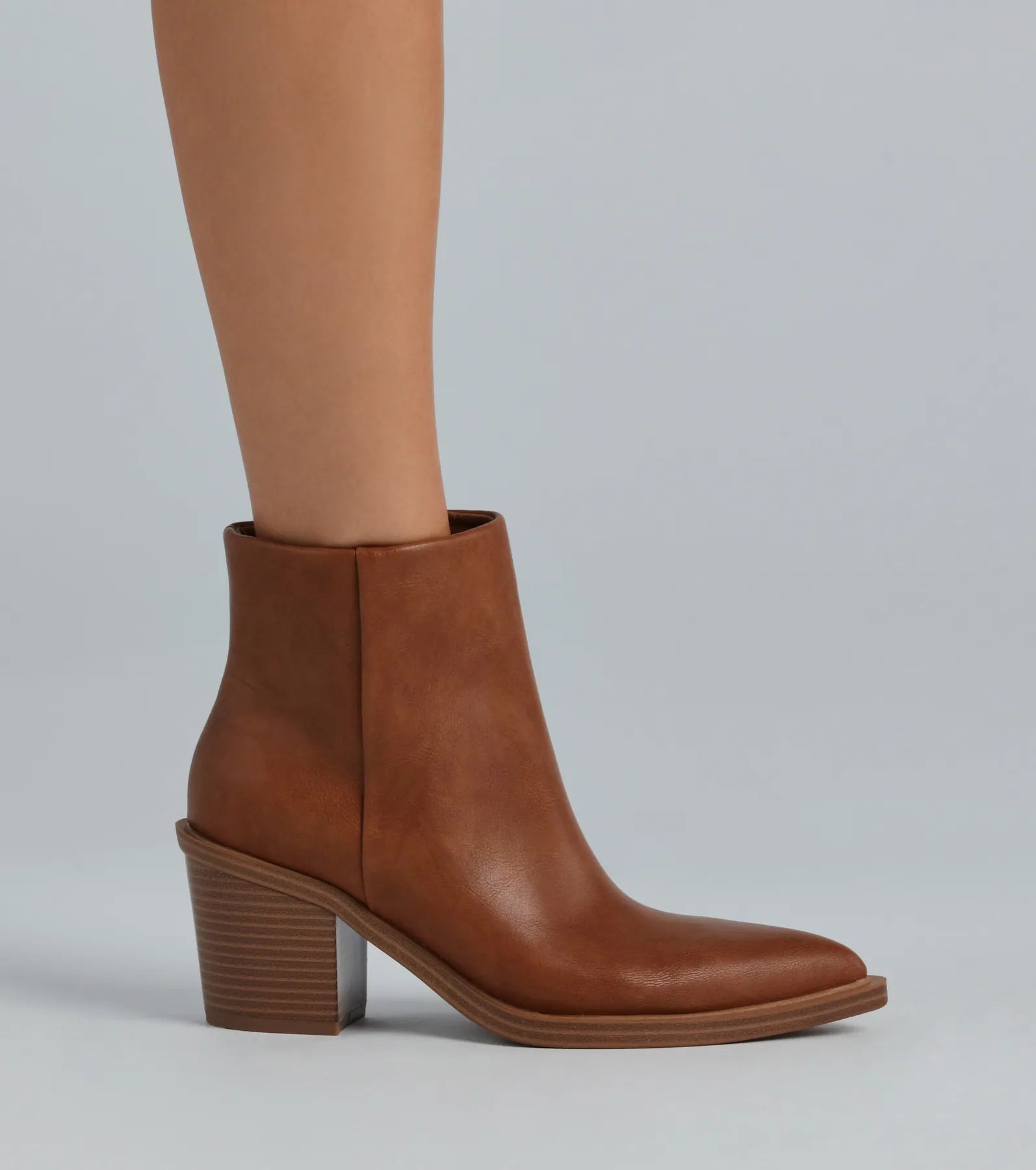 Stylish Staple Faux Leather Block Heel Booties