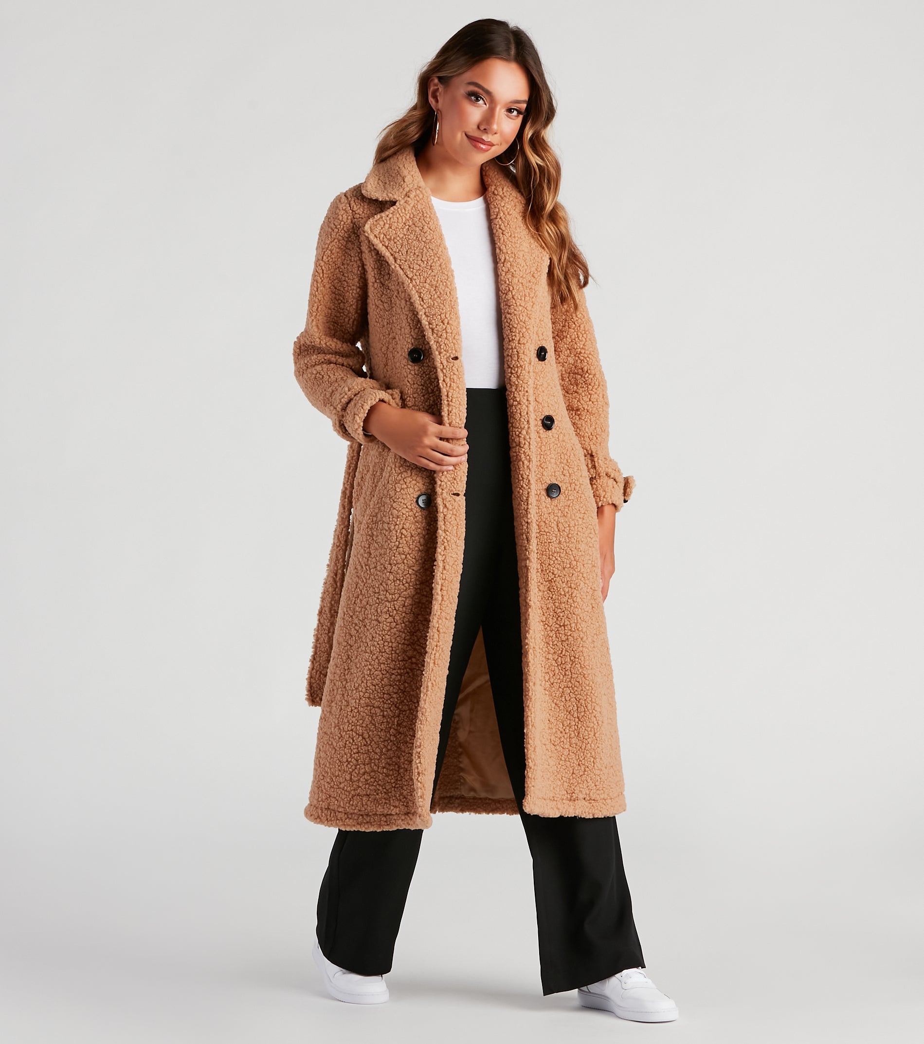 Locking Knit Down Sherpa Long Trench Coat