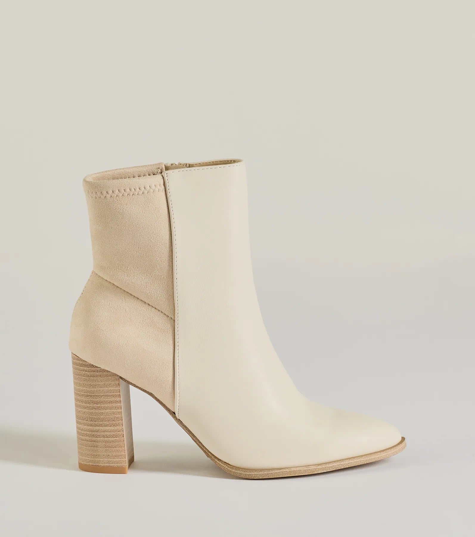 Chic Staple Faux Leather and Faux Suede Ankle Booties