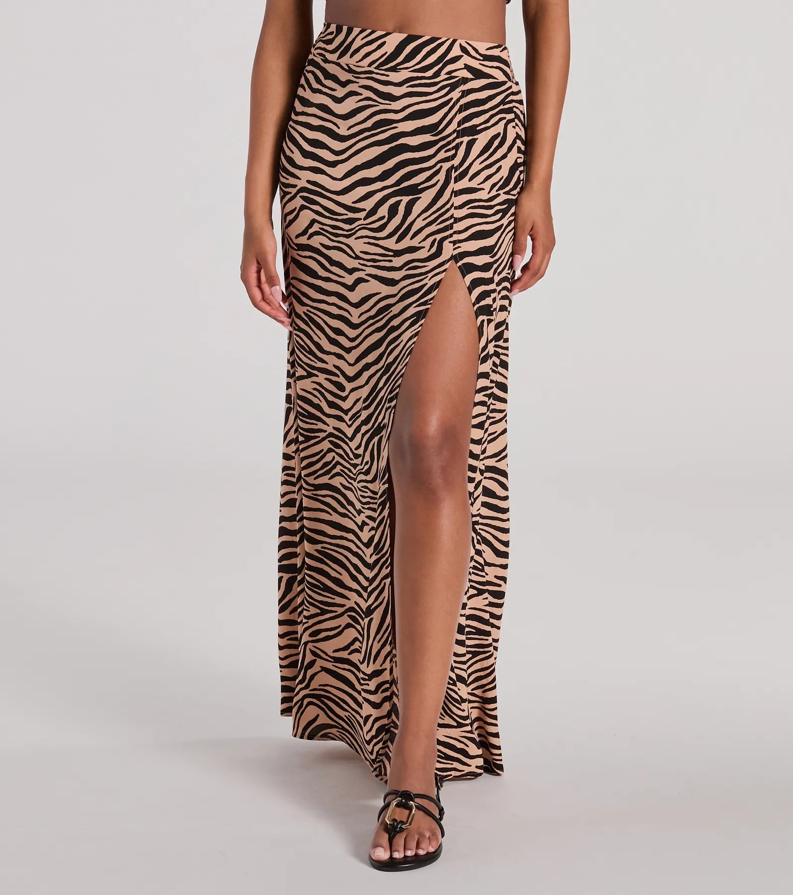 On The Prowl High Rise Zebra Maxi Skirt