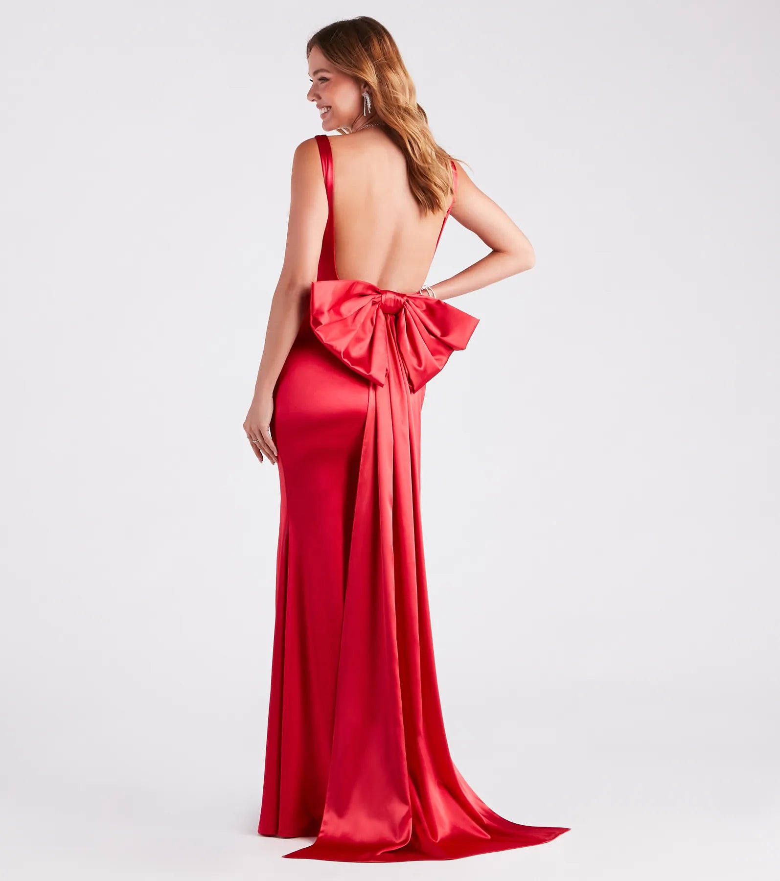 Dianna Formal Satin Bow Mermaid Dress