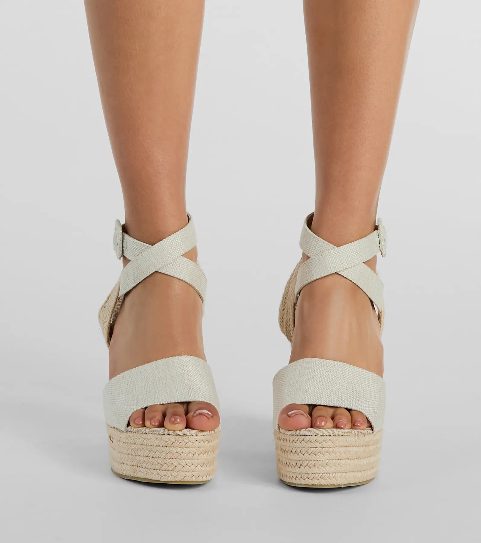 Summer Staple Linen Strap Espadrille Wedges