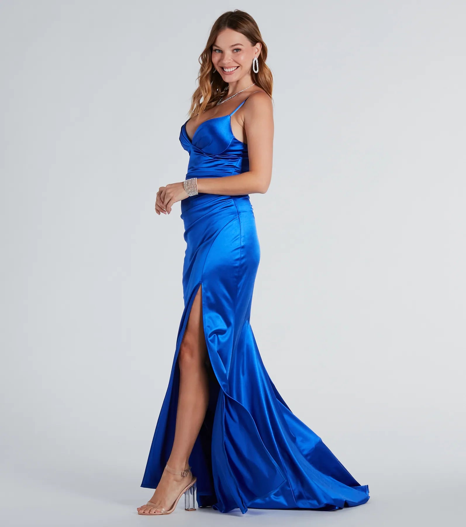 Jordyn Formal Satin Mermaid Dress With Train