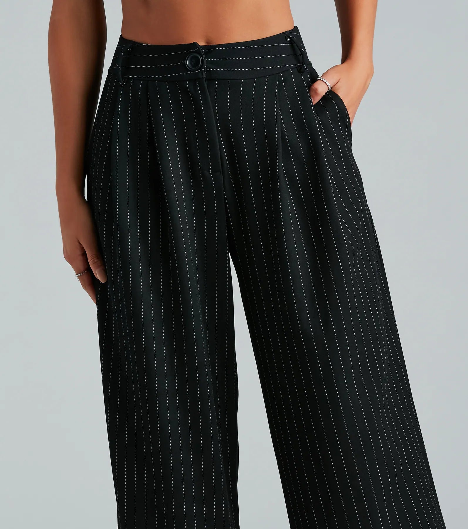 Work It High Rise Pinestripe Trouser Pants