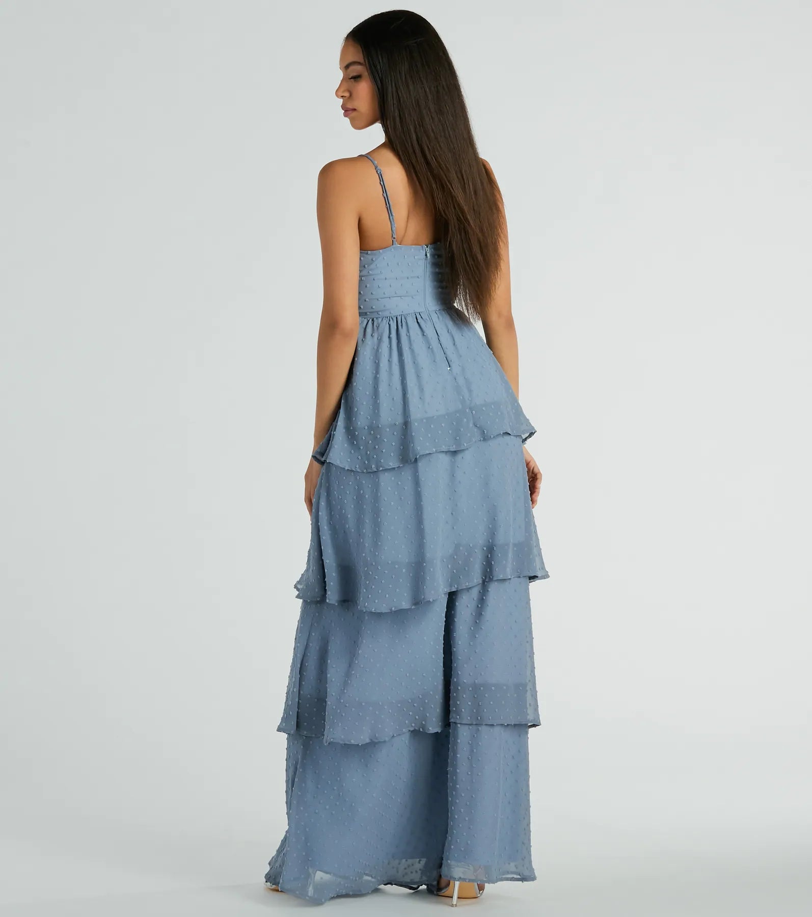 Kasey V-Neck Ruffled A-Line Chiffon Formal Dress