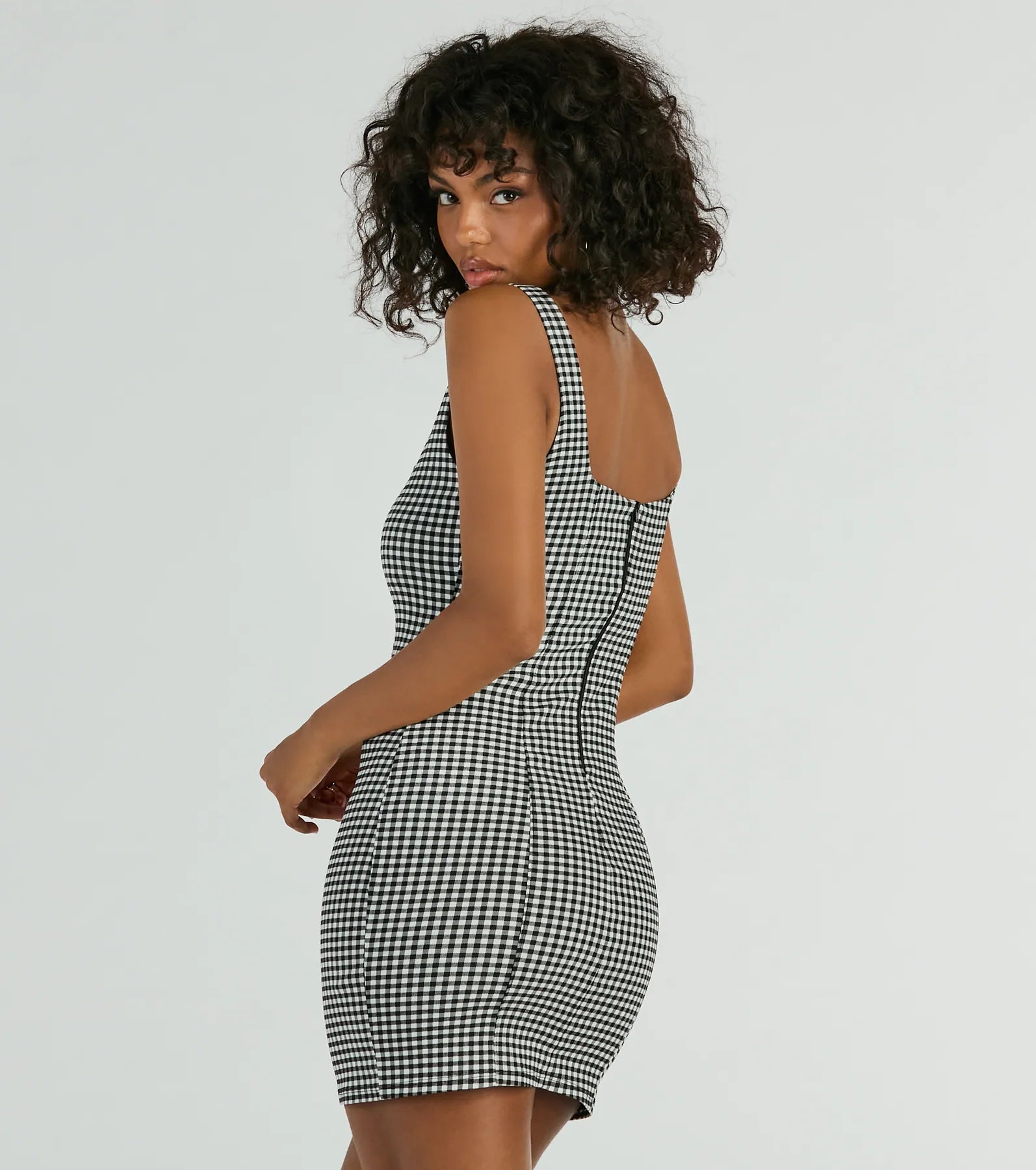 Sweeter Than Pie Scoop Neck Gingham Mini Dress