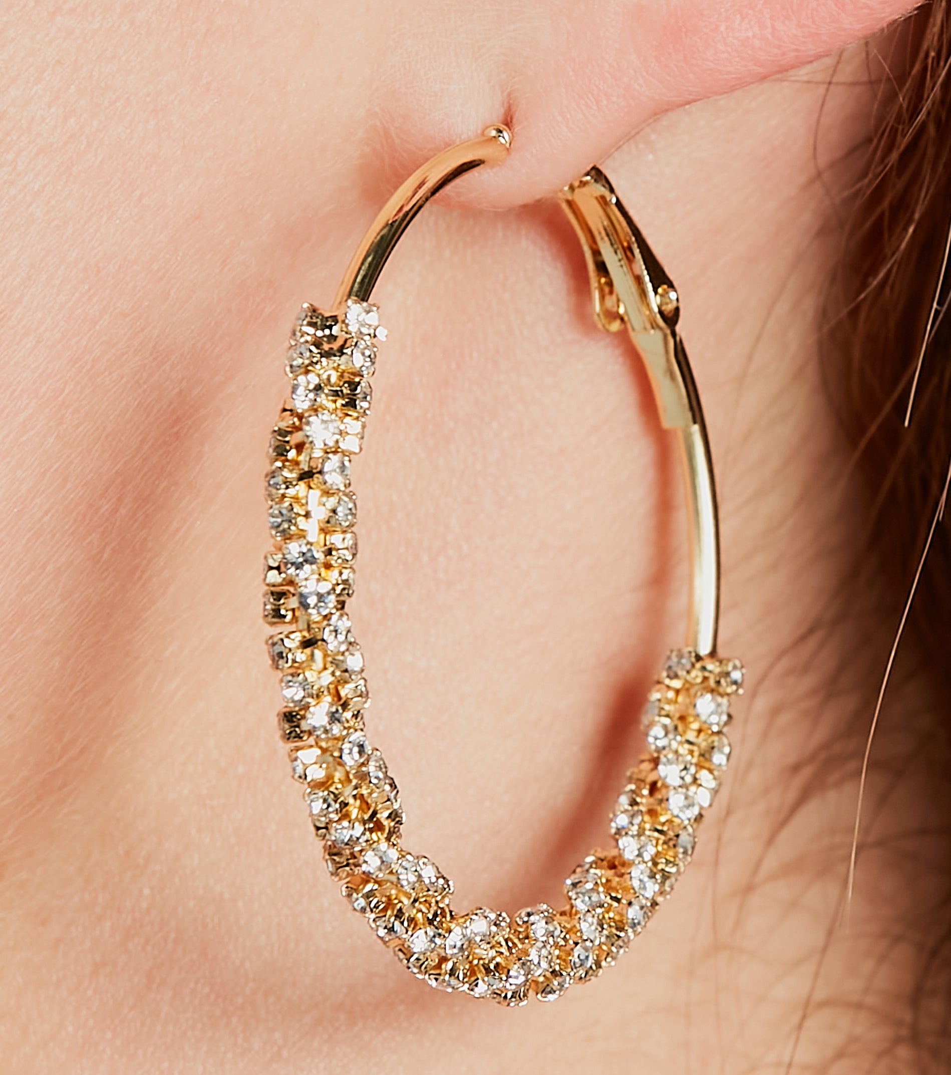 Intricate Luxury Rhinestone Hoop Earrings