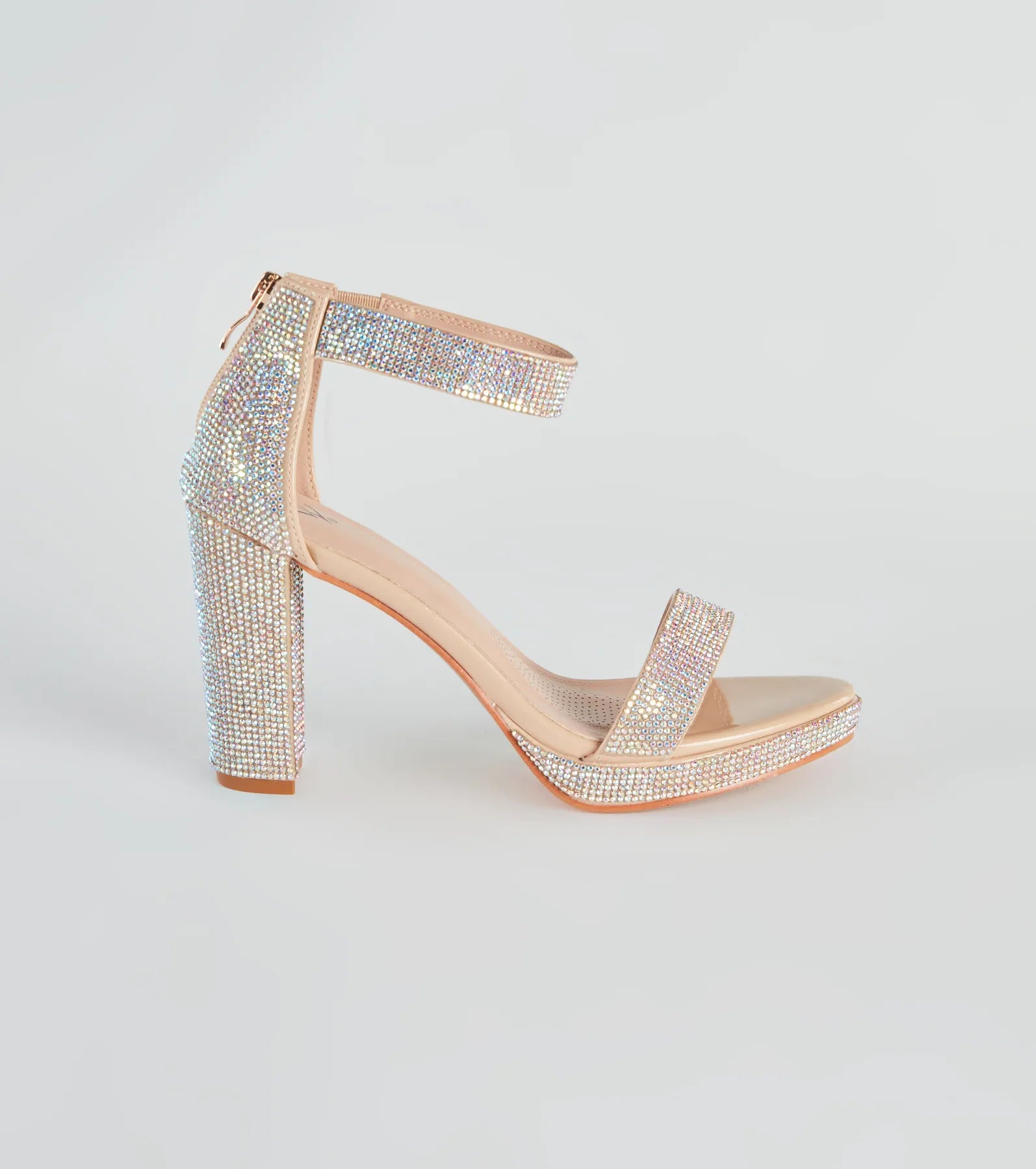 Glamour Effect Rhinestone Block Heels