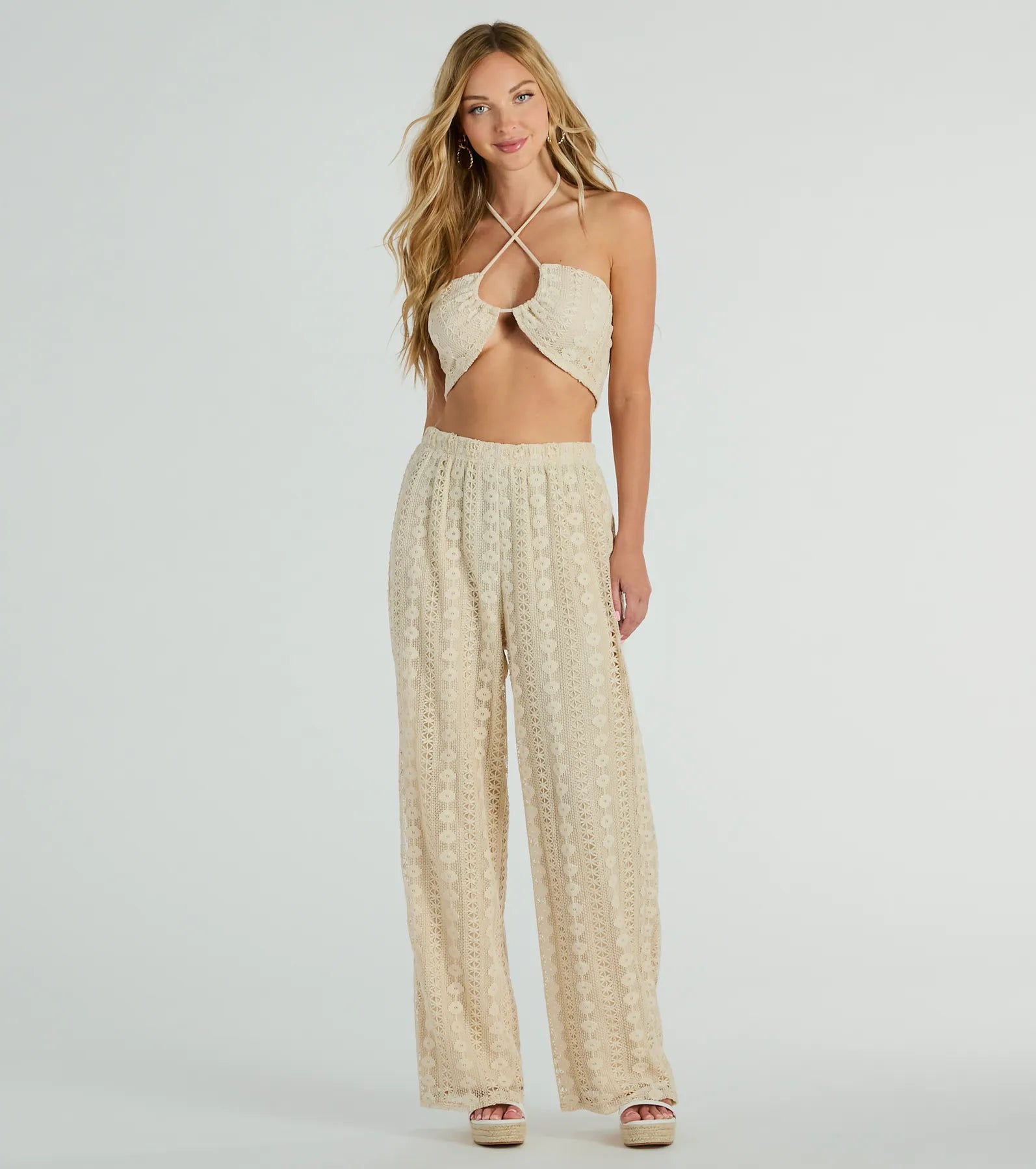 Sunshine Livin' Halter Crochet Crop Top