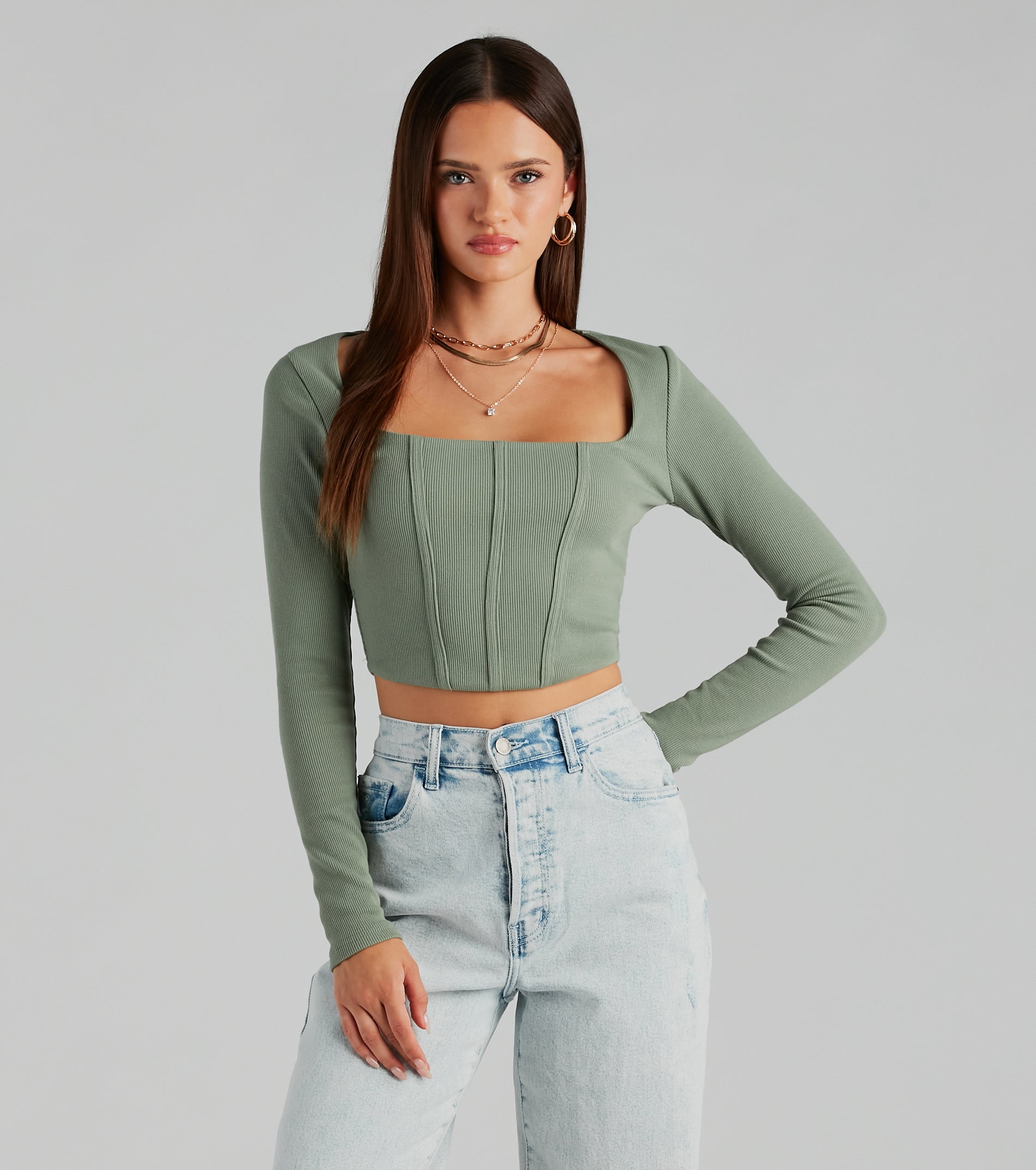 Keep It Tight Rib Knit Corset Crop Top