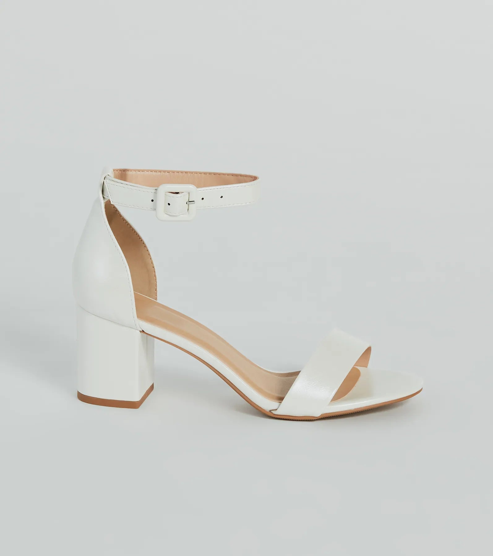 Elegantly Minimal Faux Leather Short Block Heels