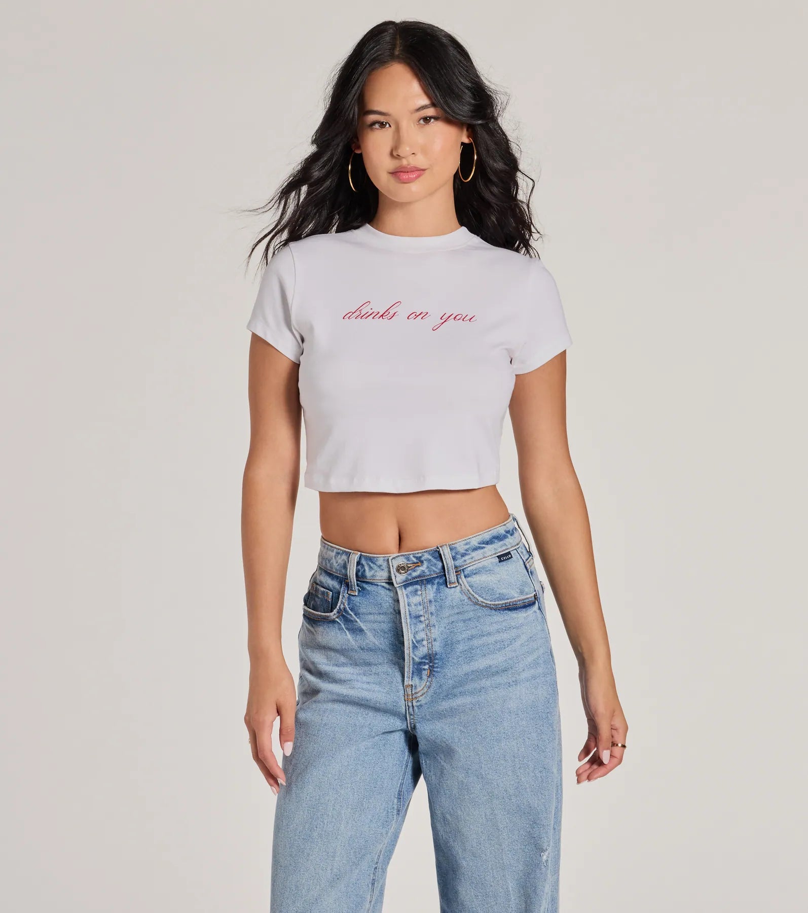 Drinks On You Cropped Graphic Tee