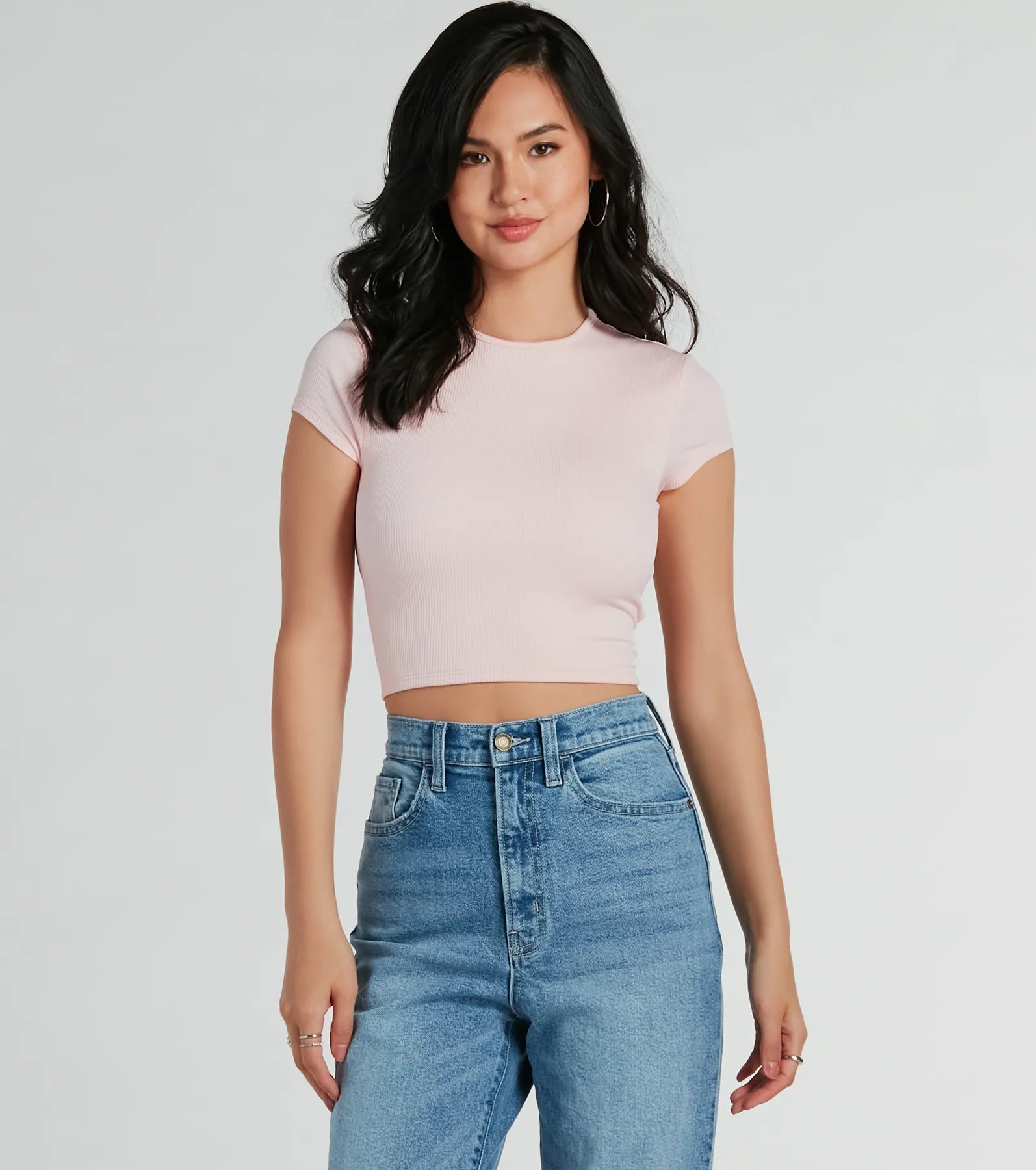 Trendy Cutie Lace-Up Ribbed Smooth Knit Crop Top