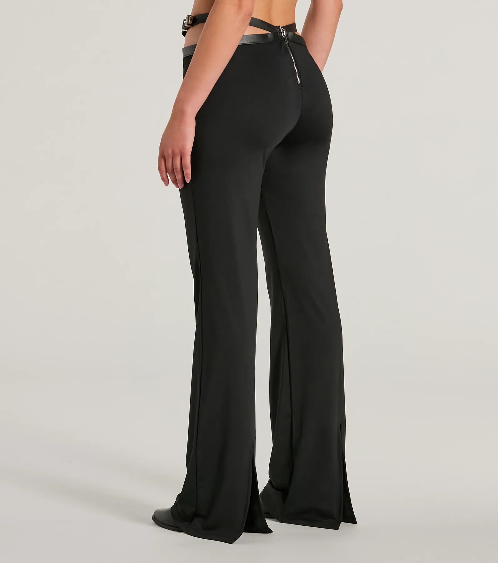 Country Edge Buckle High-Rise Waist Flare Pants