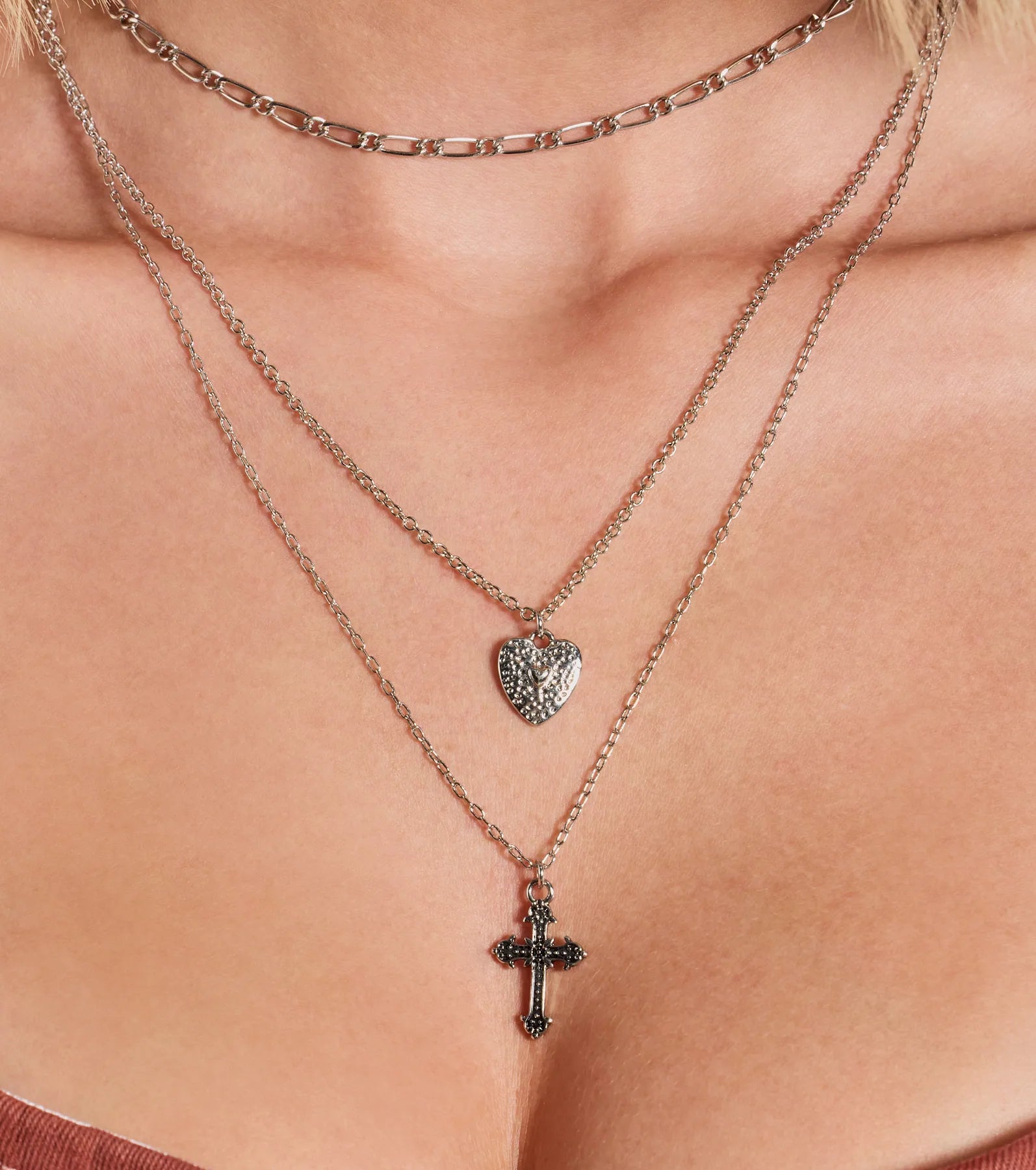 Cross My Heart Layered Necklace